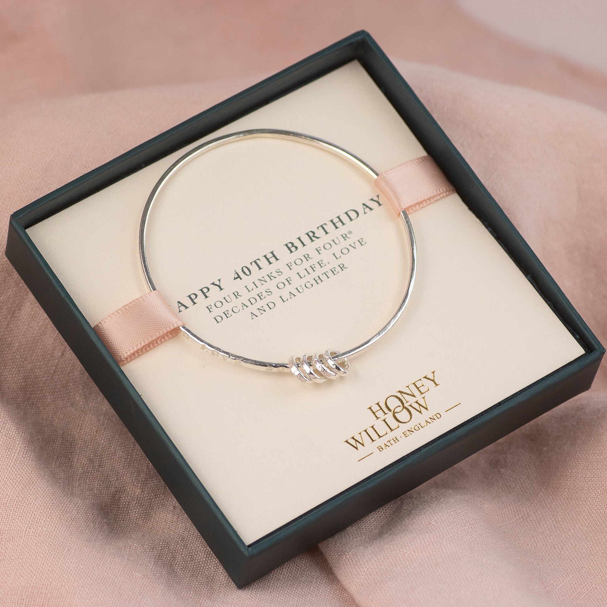 40th Birthday Gift - Personalised Bangle - 4 Links for 4 Decades