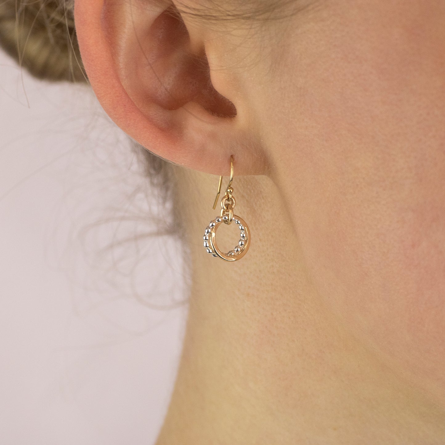 Love Knot Earrings - Double Link Earrings - Silver & Gold