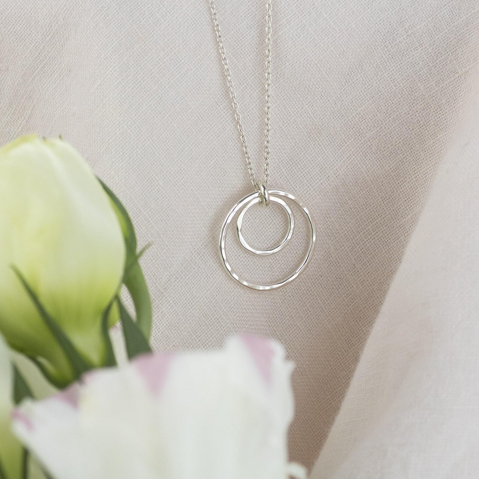 Gift for Daughter - Double Halo Necklace - Silver & Gold