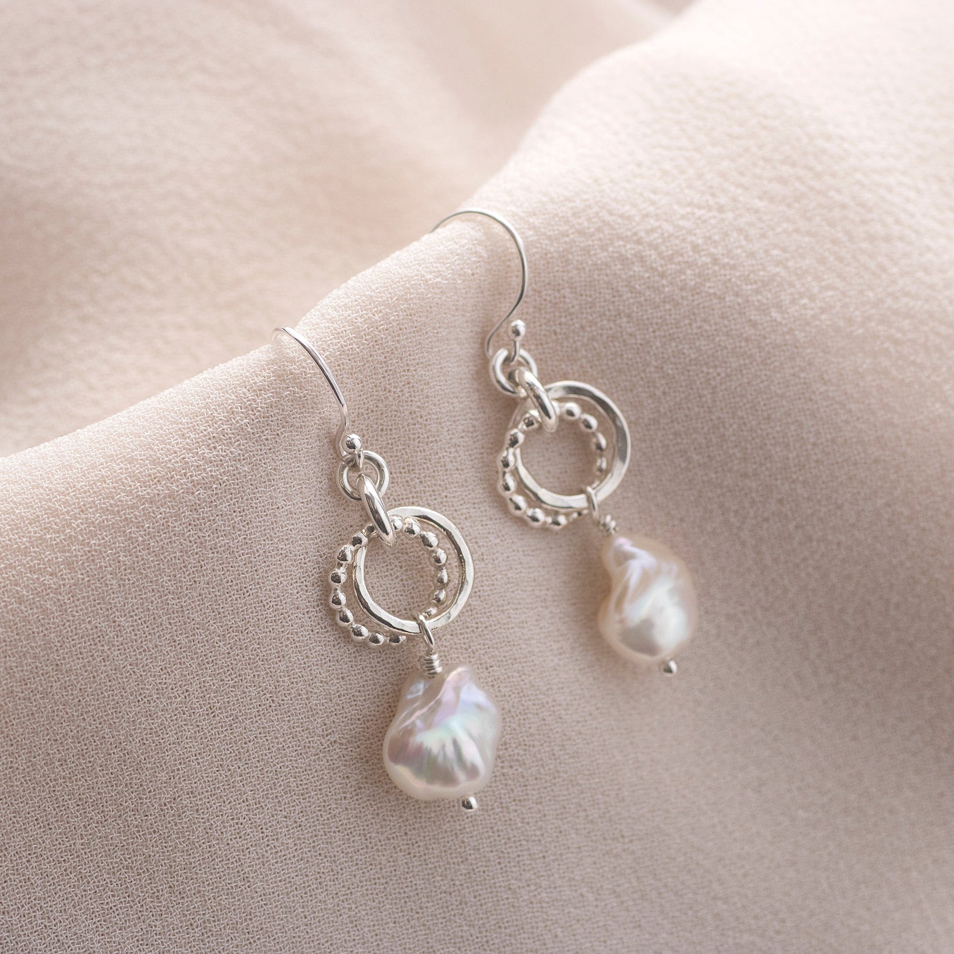 Love Knot Pearl Earrings - Silver & Gold