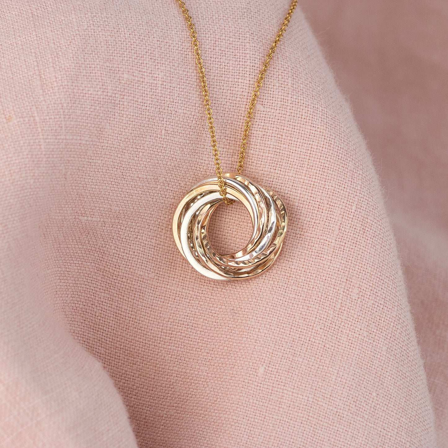8th Anniversary Necklace - The Original 8 Rings for 8 Years Necklace - Silver & Gold