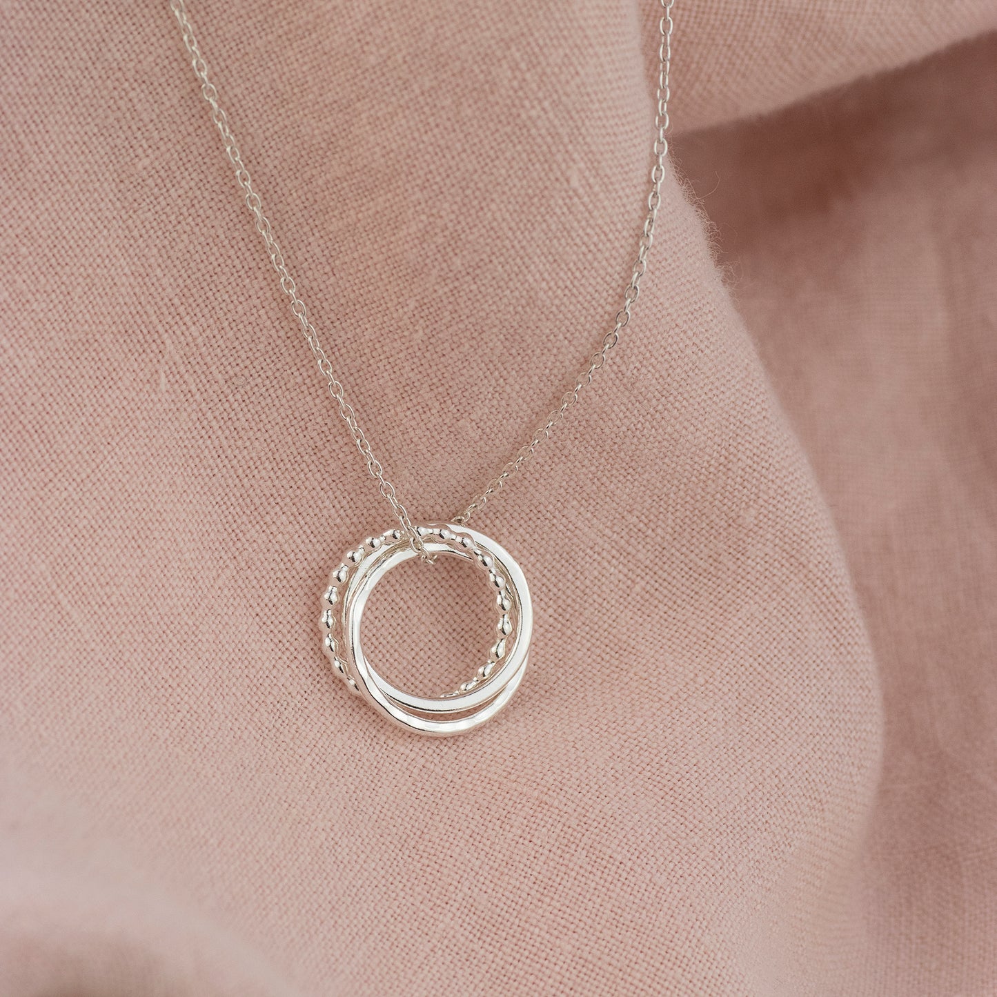 3rd Anniversary Necklace - Petite Silver - The Original 3 Rings for 3 Years Necklace