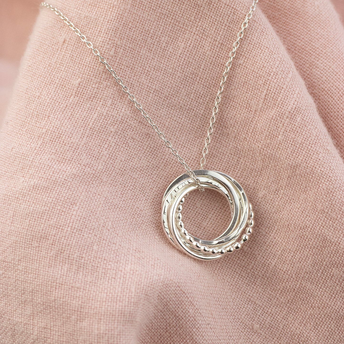 5th Anniversary Necklace - The Original 5 Rings for 5 Years Necklace - Petite Silver