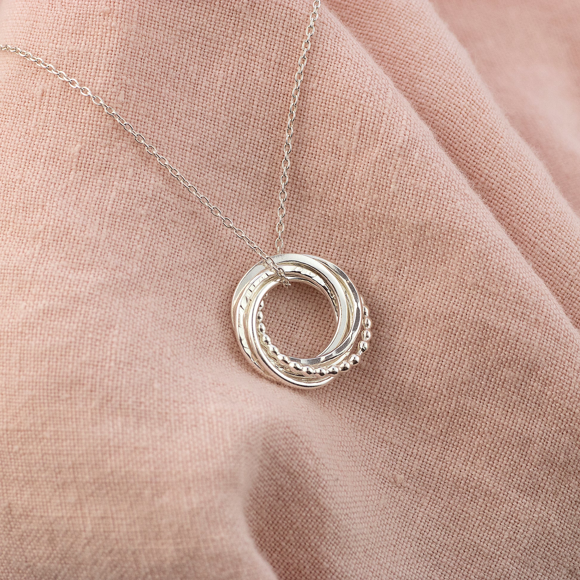 6th Anniversary Necklace - The Original 6 Rings for 6 Years Necklace - Petite Silver