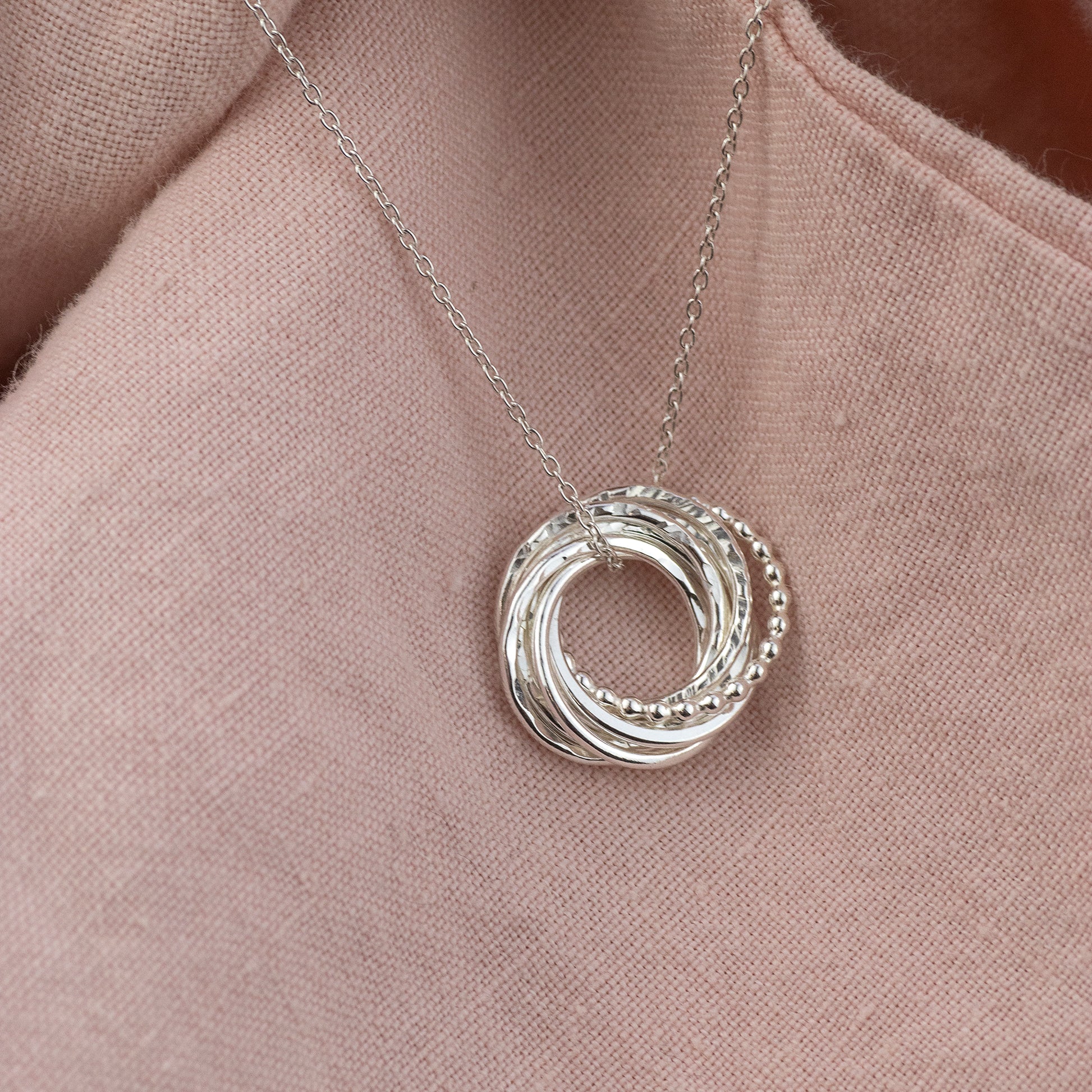 8th Anniversary Necklace - The Original 8 Rings for 8 Years Necklace - Petite Silver
