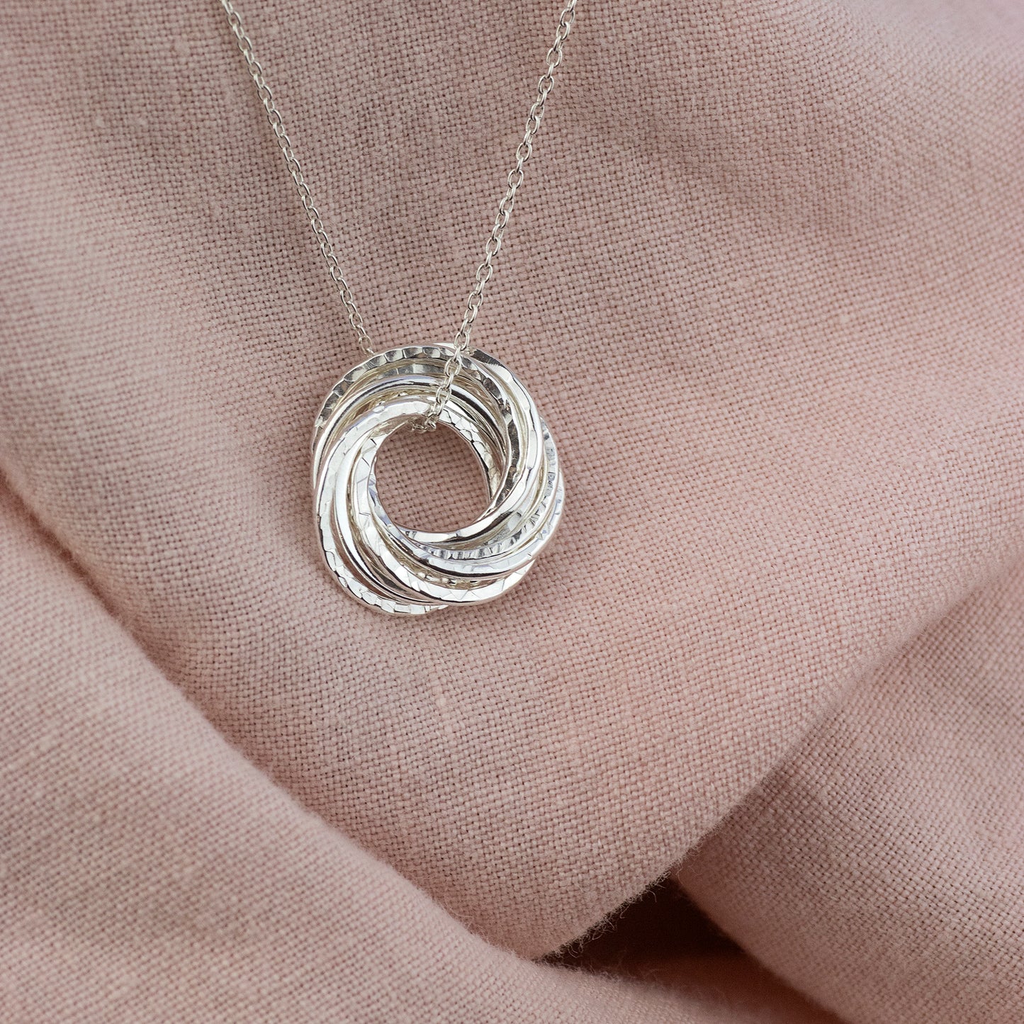 10th Anniversary Necklace - The Original 10 Rings for 10 Years Necklace -  Petite Silver