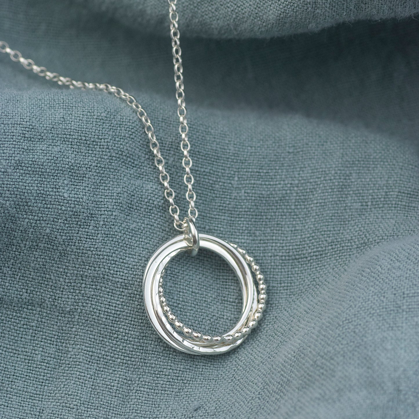 4th Anniversary Necklace - The Original 4 Rings for 4 Years Necklace - Silver