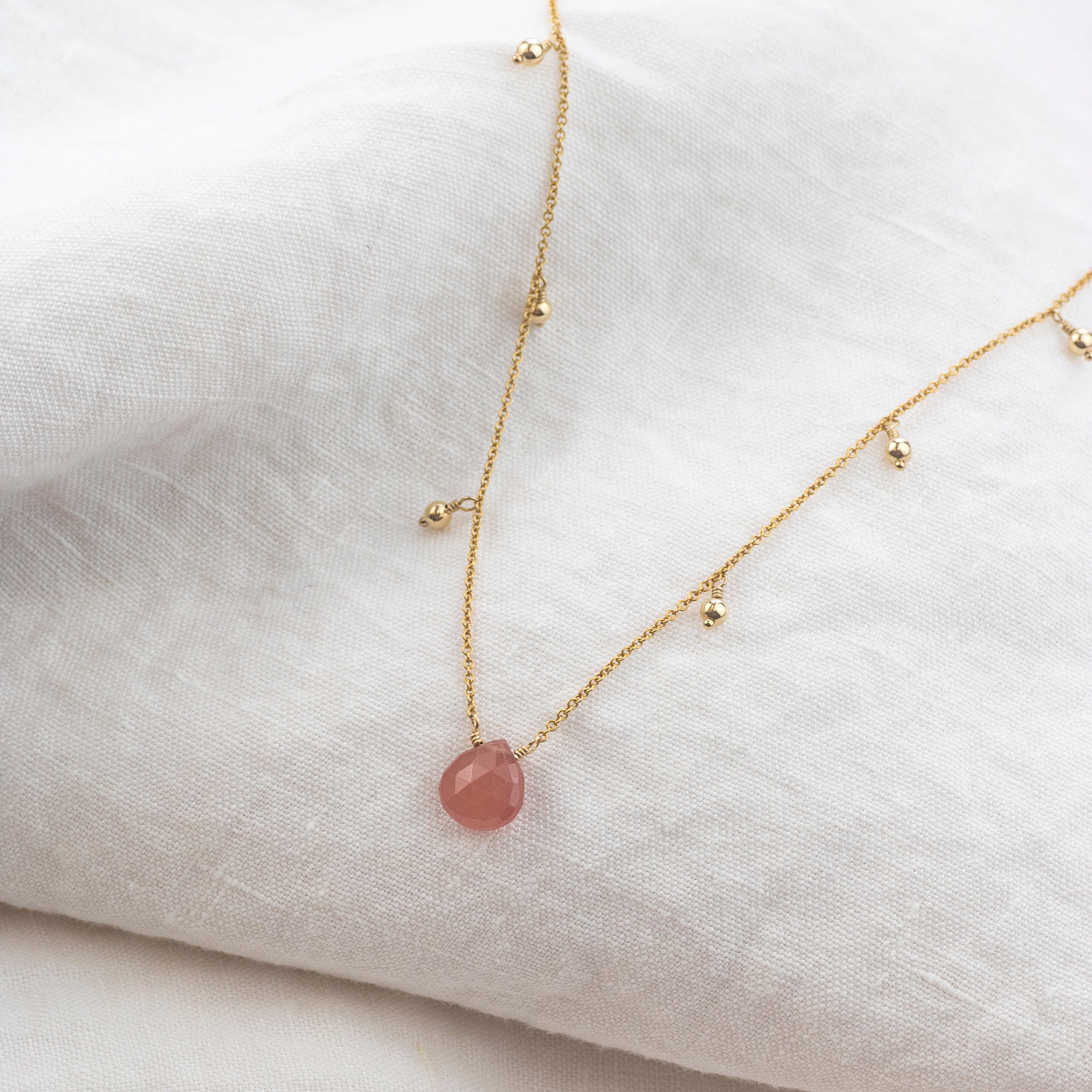 Rhodochrosite gold charm deals necklace