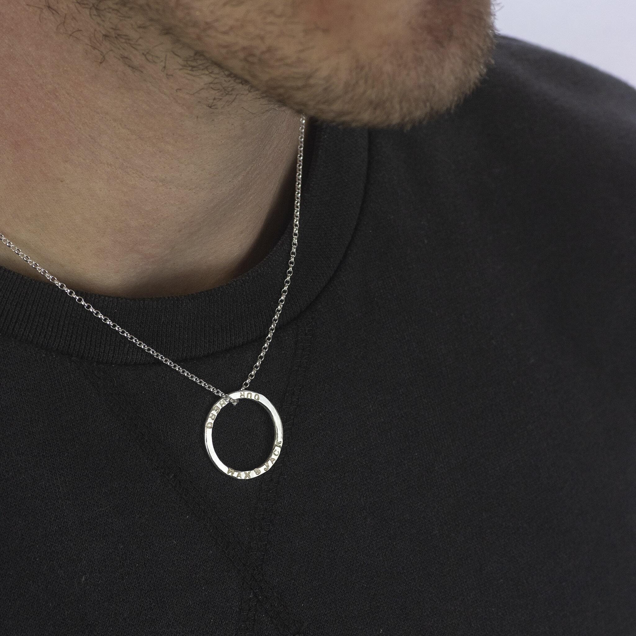 Engravable Men's Flat-Edge 14k Gold Double Dog Tag Necklace with Bead -  Sandy Steven Engravers
