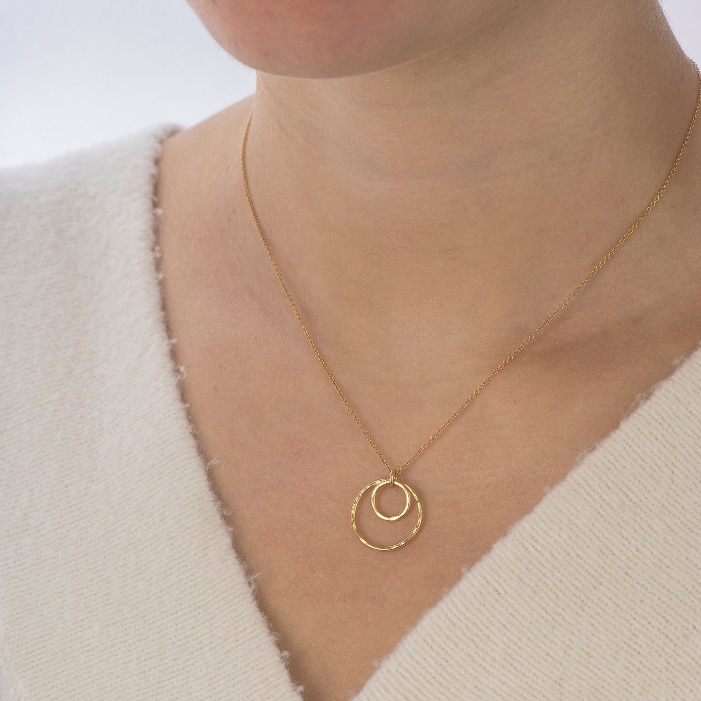 Gift for Bat Mitzvah - Forever Encircled with Love Necklace - Silver & Gold
