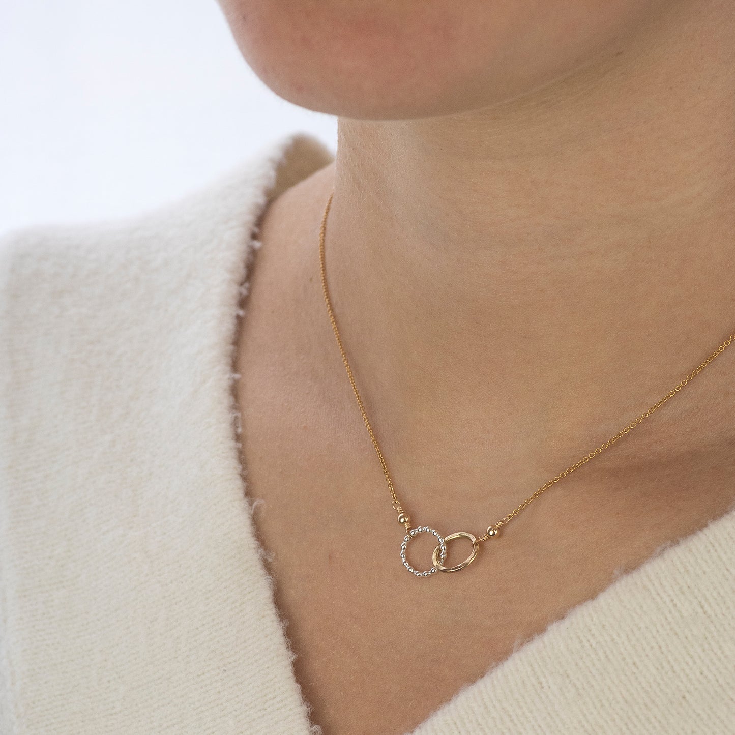 Friendship Gift - Love Link Necklace - Linked for a Lifetime - Silver & Gold