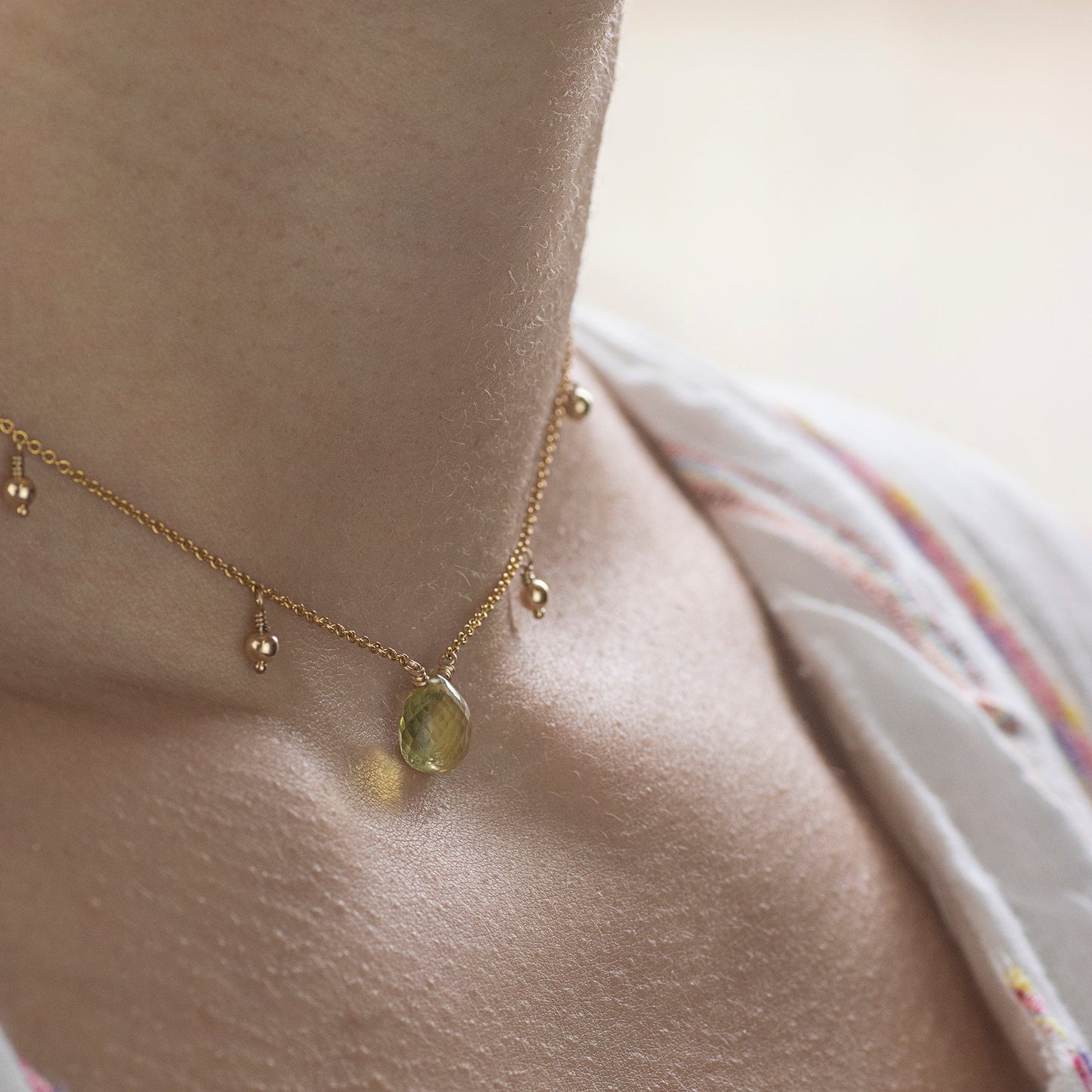 Birthstone Briolette Choker Necklace - Silver & Gold