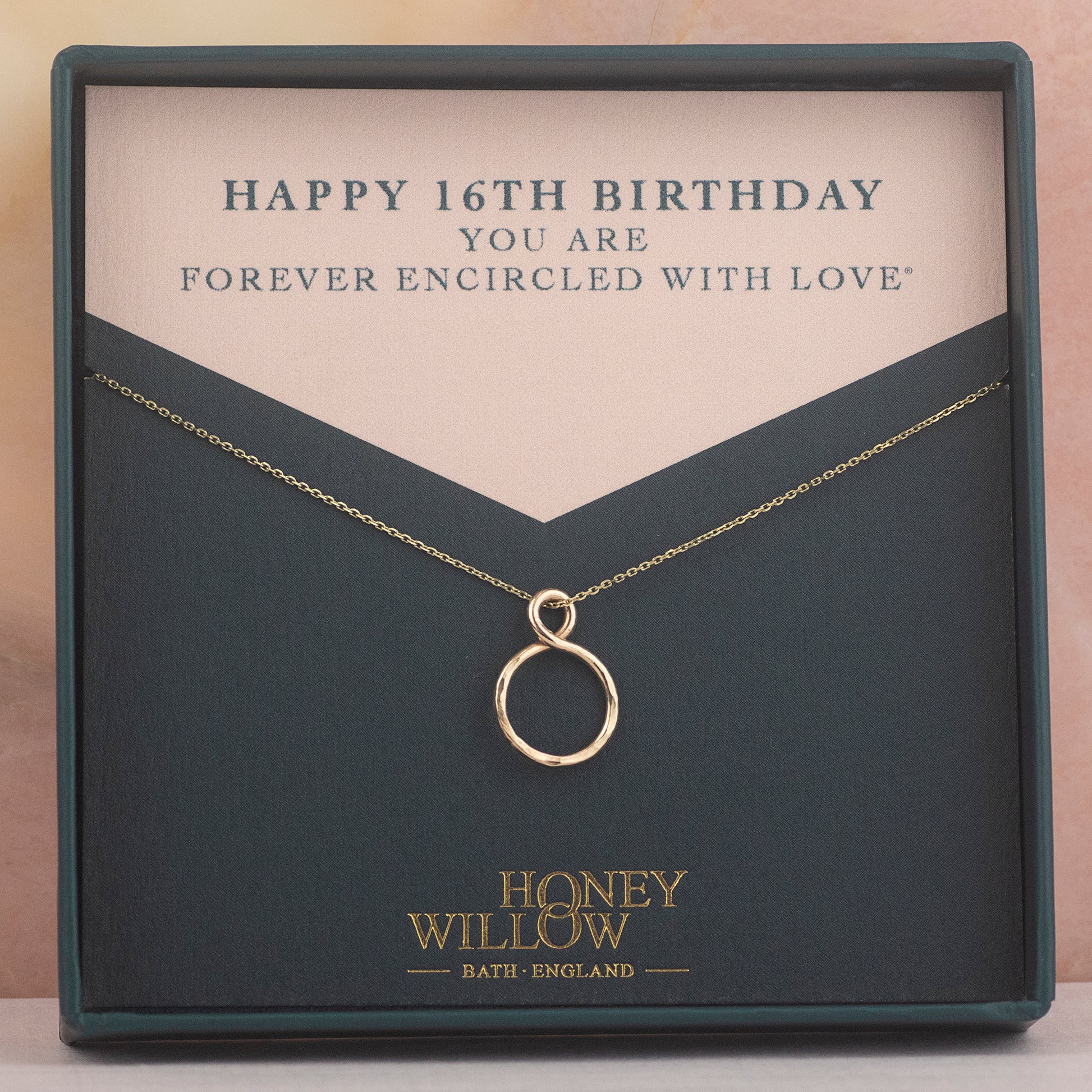 16th Birthday Necklace - Tiny Infinity - 9kt Gold