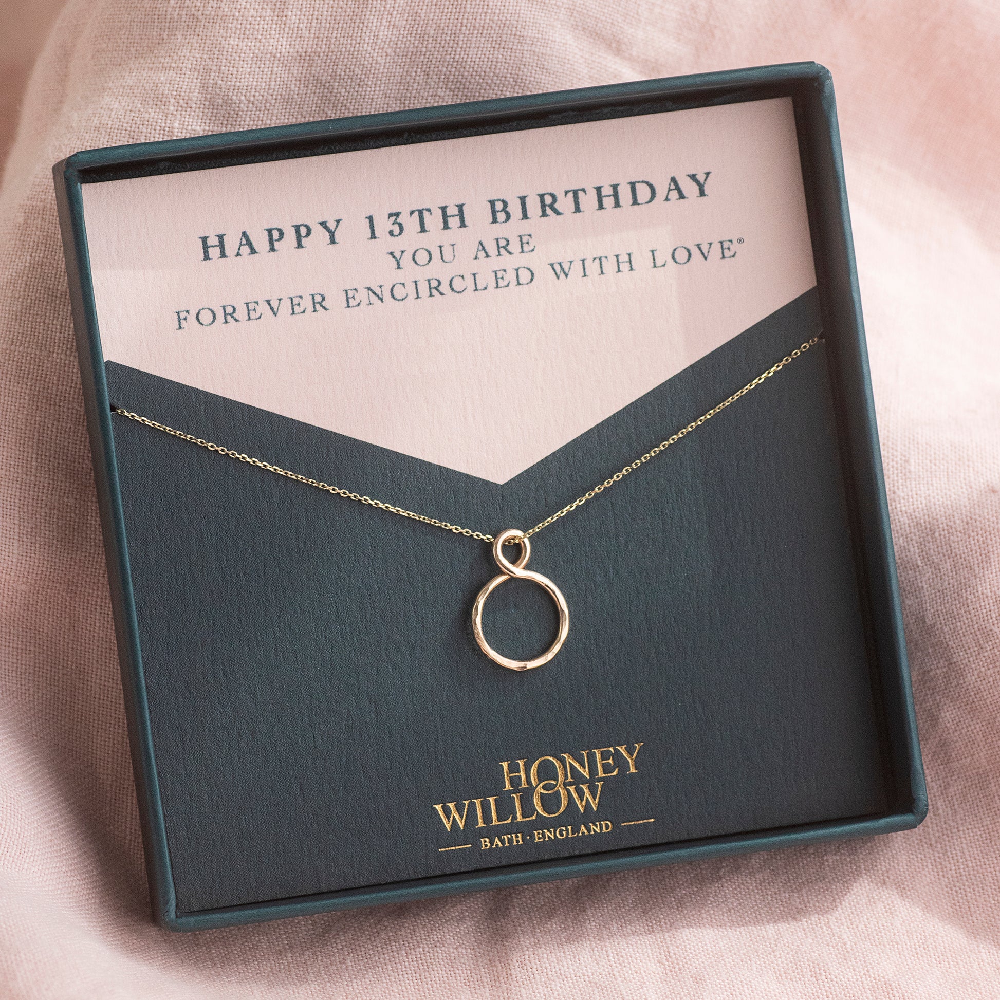 13th Birthday Gift Necklace - Tiny Infinity - 9kt Gold