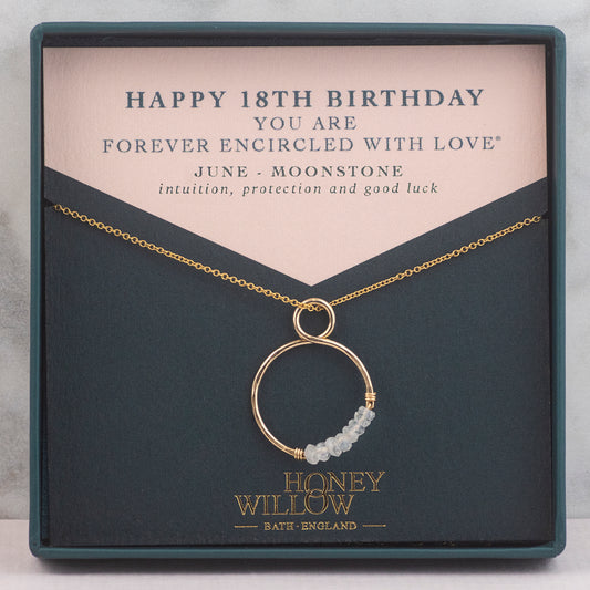 18th Birthday Gift - Infinity Birthstone Necklace - Silver & Gold