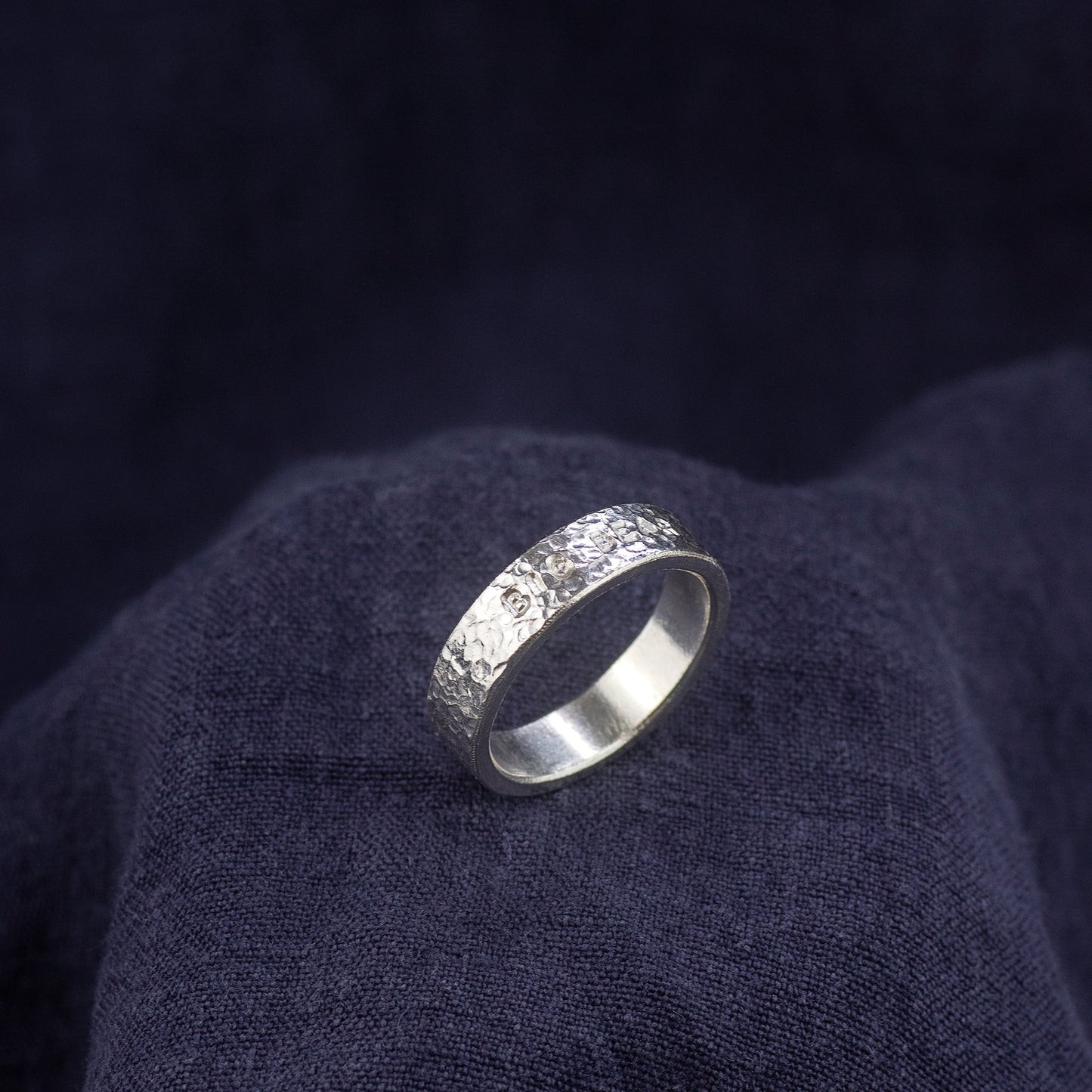 Men's Personalised Textured Ring - Hand-stamped