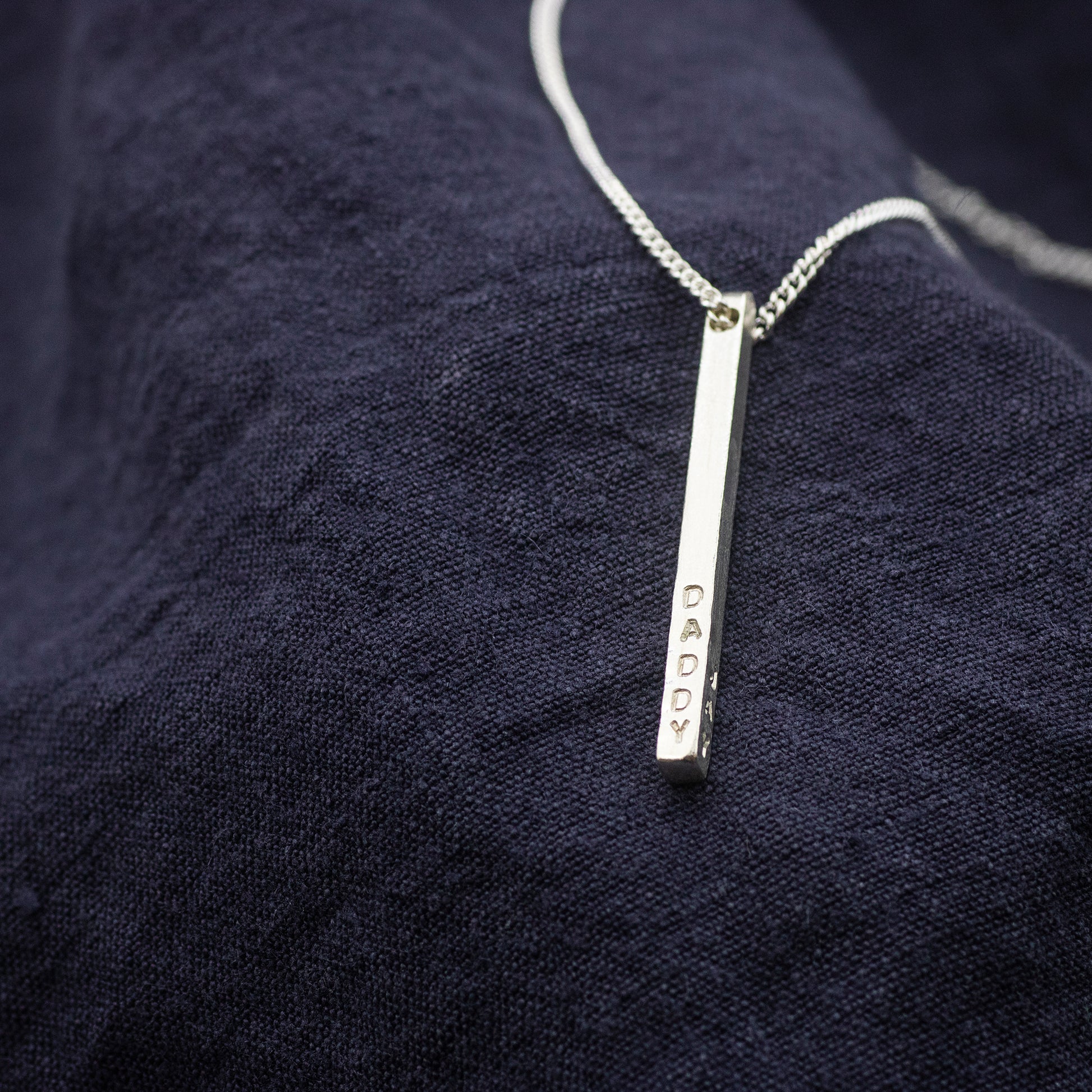 Men's Necklace - Silver Column Necklace With Names