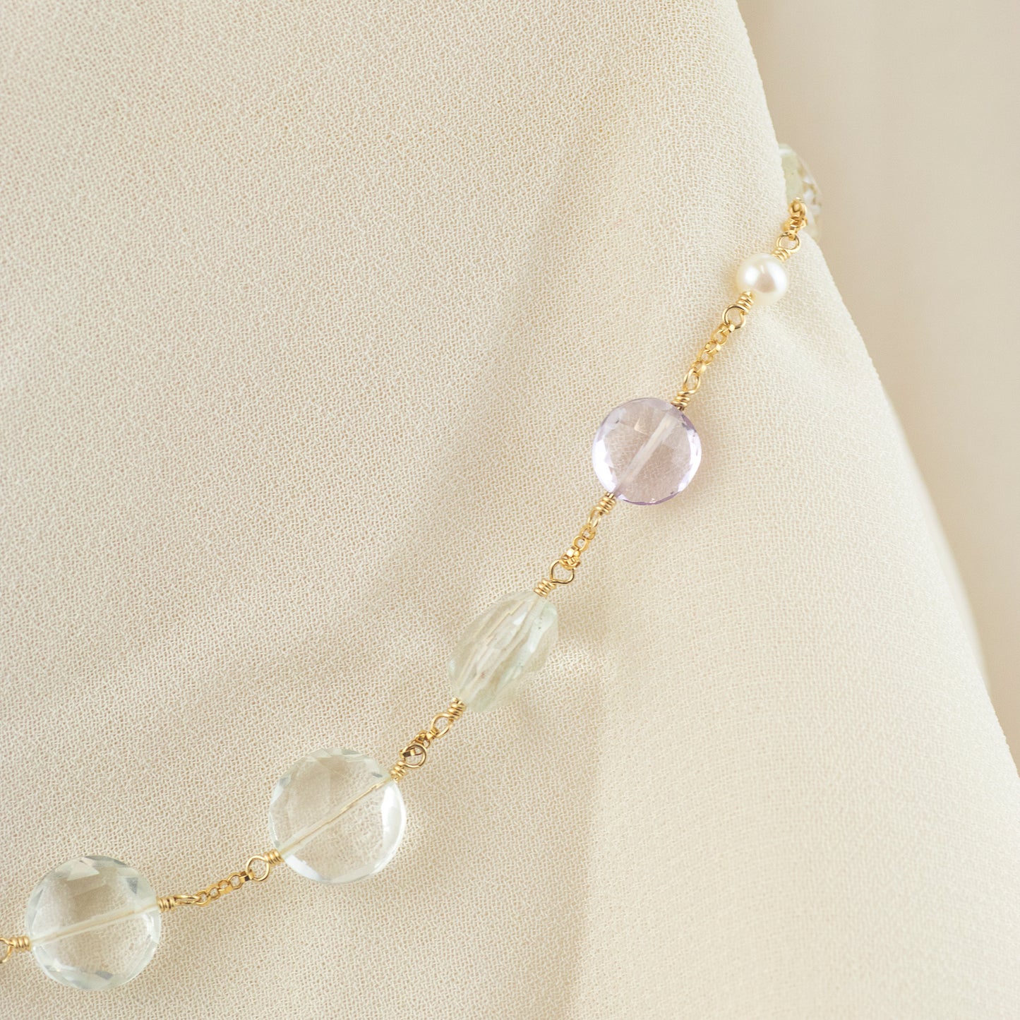 Crystal, Pink Amethyst & Pearl Necklace - Venus