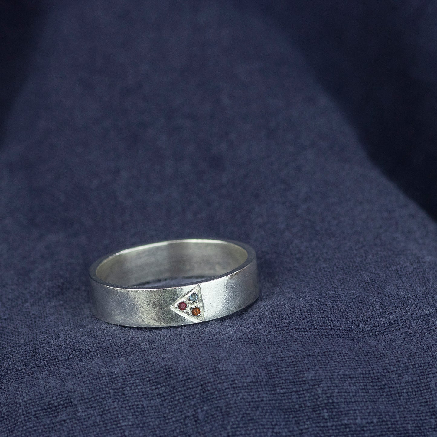 Men's Silver Ring - 3 Birthstones for 3 Loved Ones