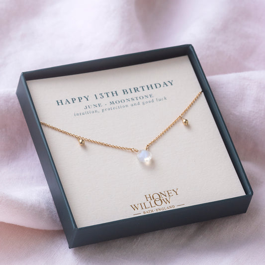13th Birthday Gift - Birthstone Briolette Choker Necklace - Silver & Gold