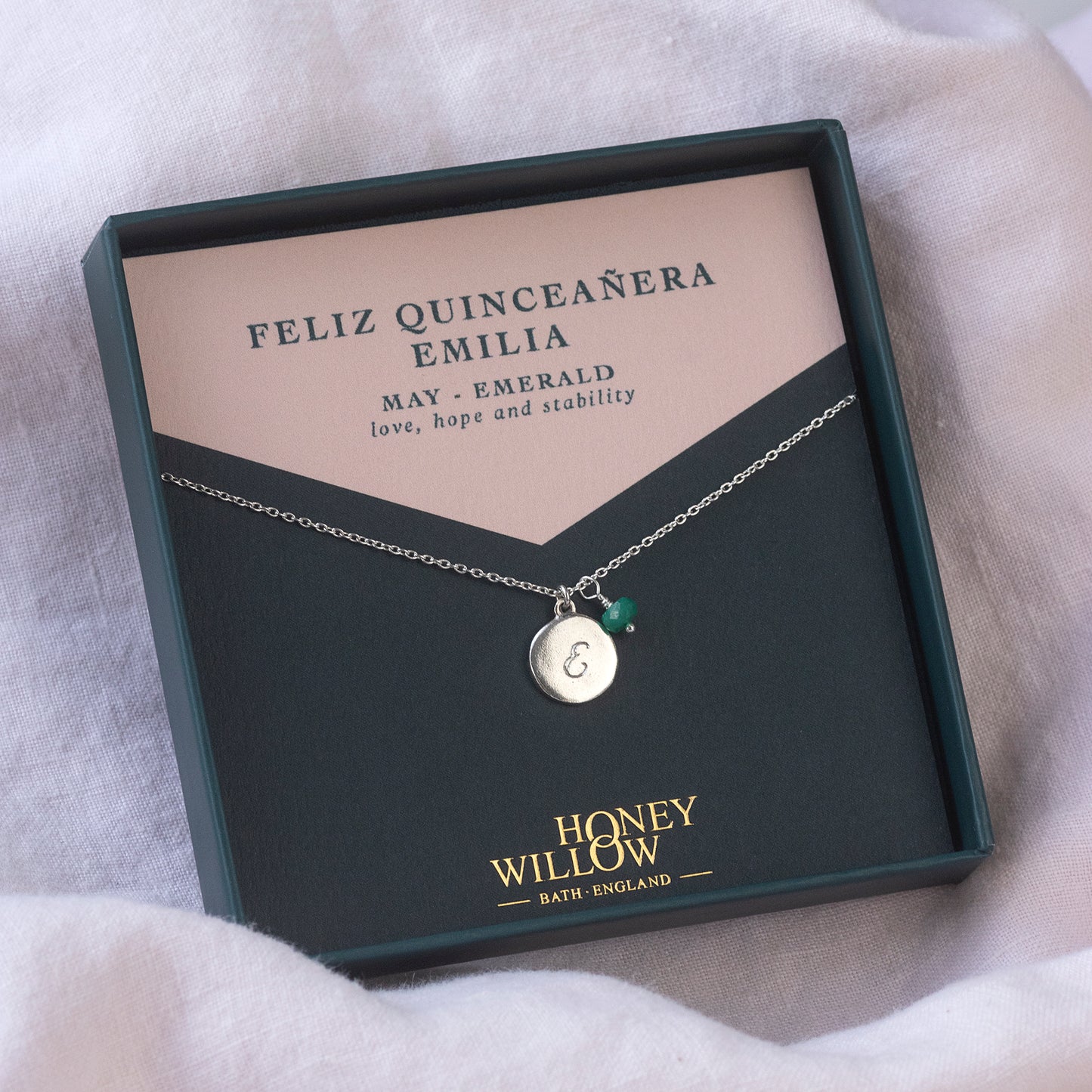 Quinceañera Gift - Personalised Initial Pendant with Birthstone Necklace
