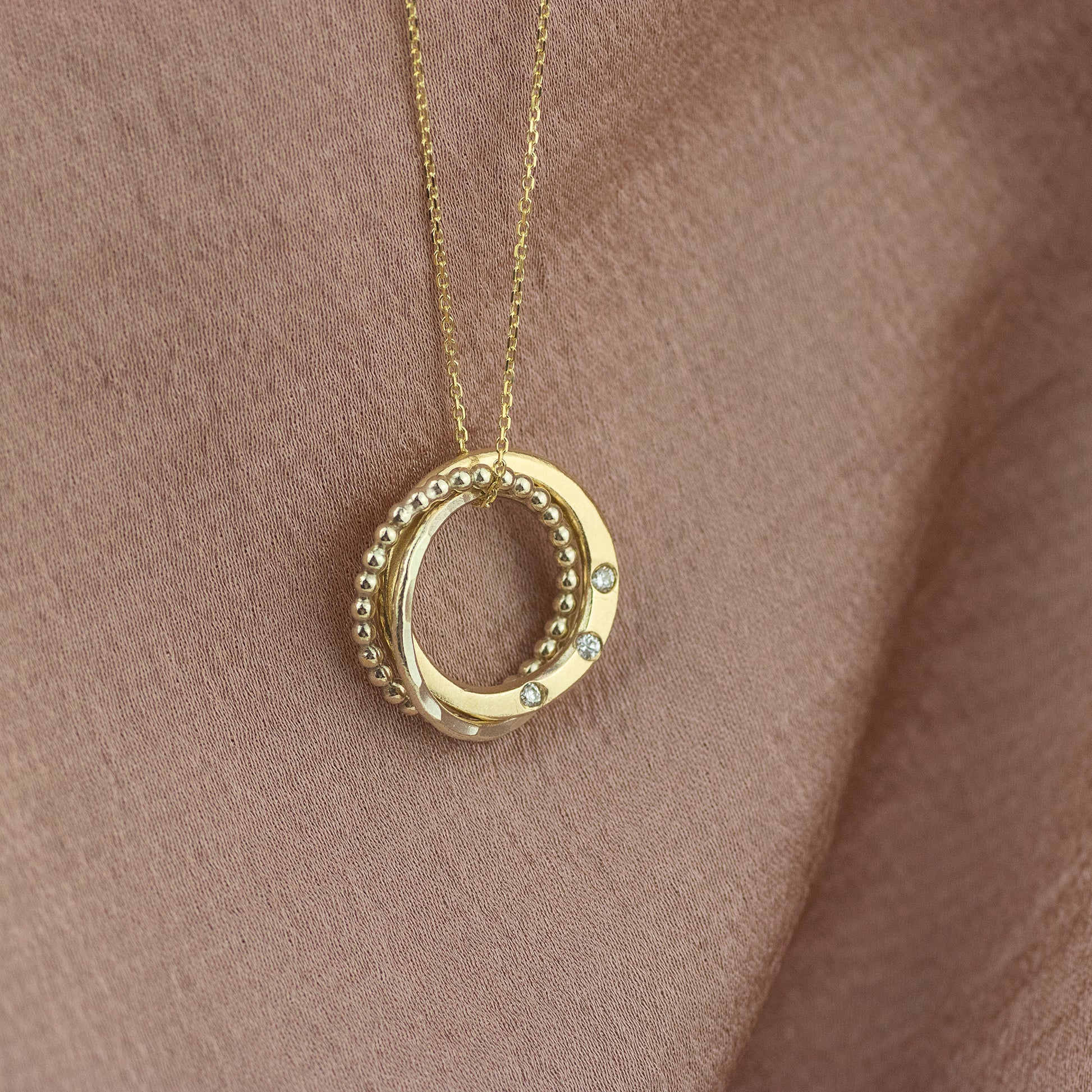 Gift for Mum-To-Be From Husband - 9kt Gold Necklace - 3 Diamond for 3 Loved ones