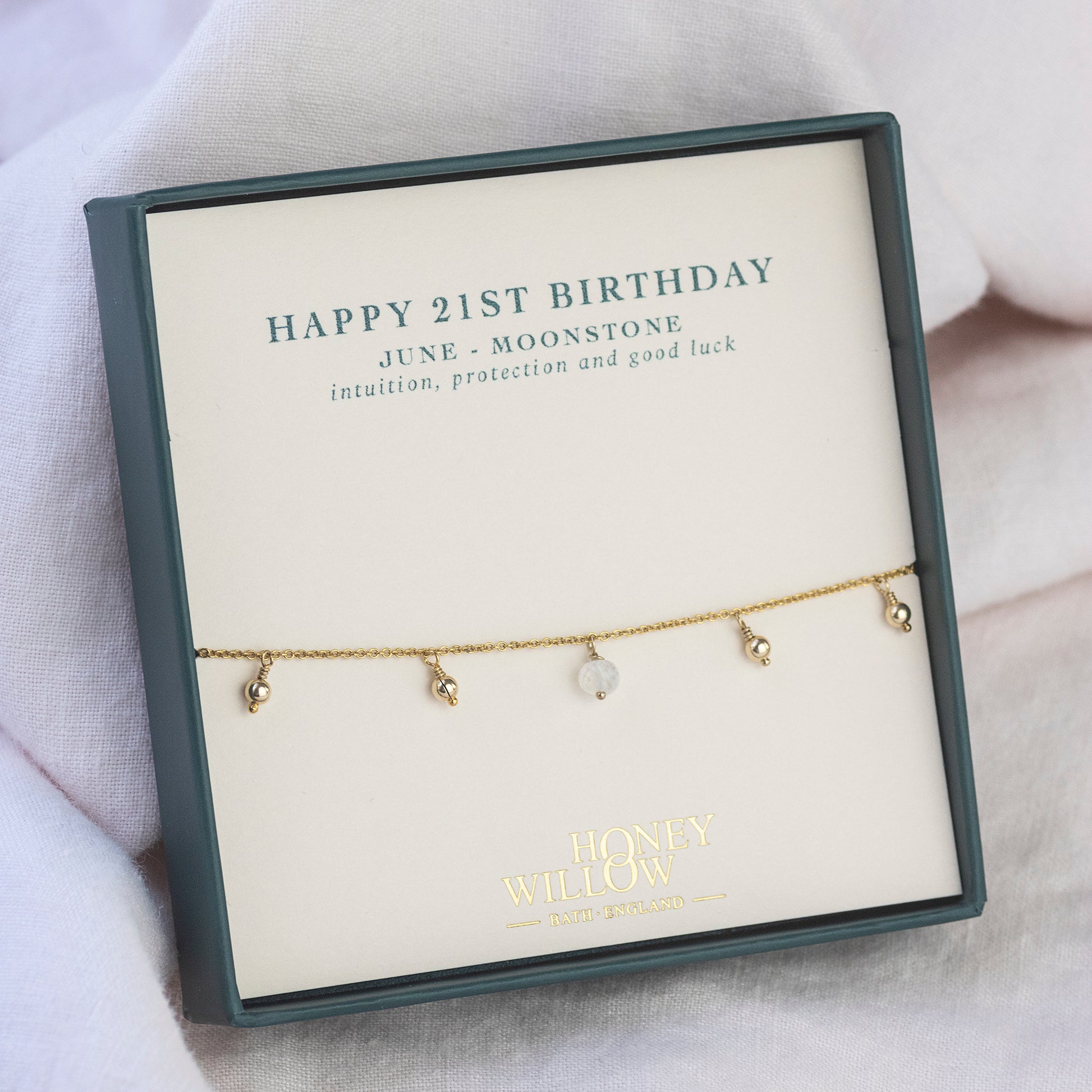 21st Birthday Gift - Delicate Double Birthstone Bracelet