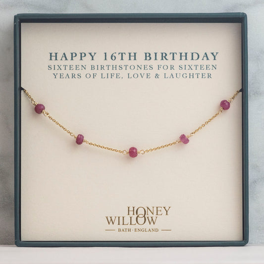 16th Birthday gift - Birthstone Satellite Necklace - 16 Birthstones for 16 Years™