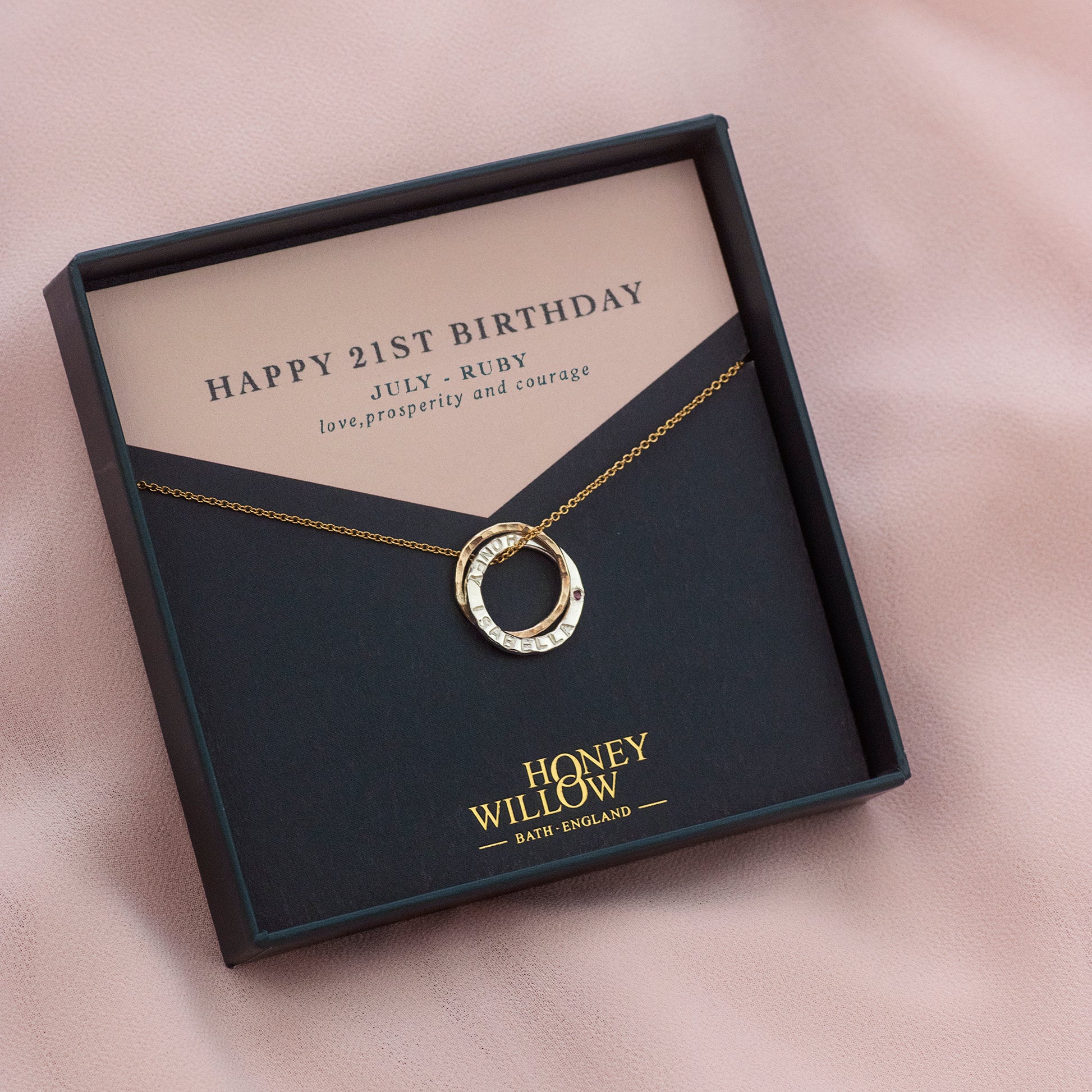 21st Birthday Gift - Personalised Birthstone Necklace - Petite Mixed Metal