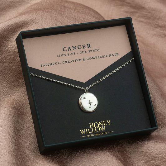 Diamond Cancer Constellation Necklace - Silver