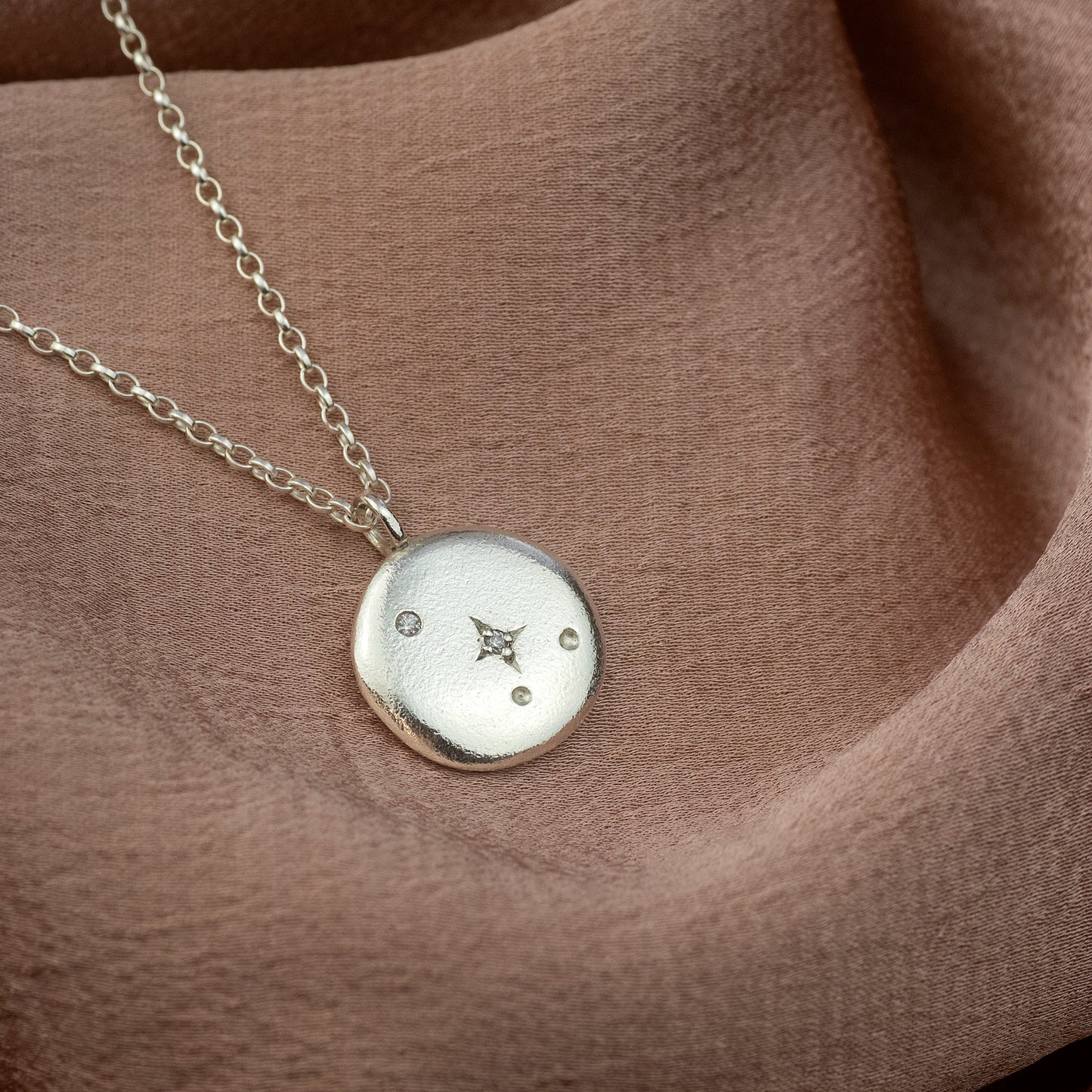 Diamond Cancer Constellation Necklace - Silver