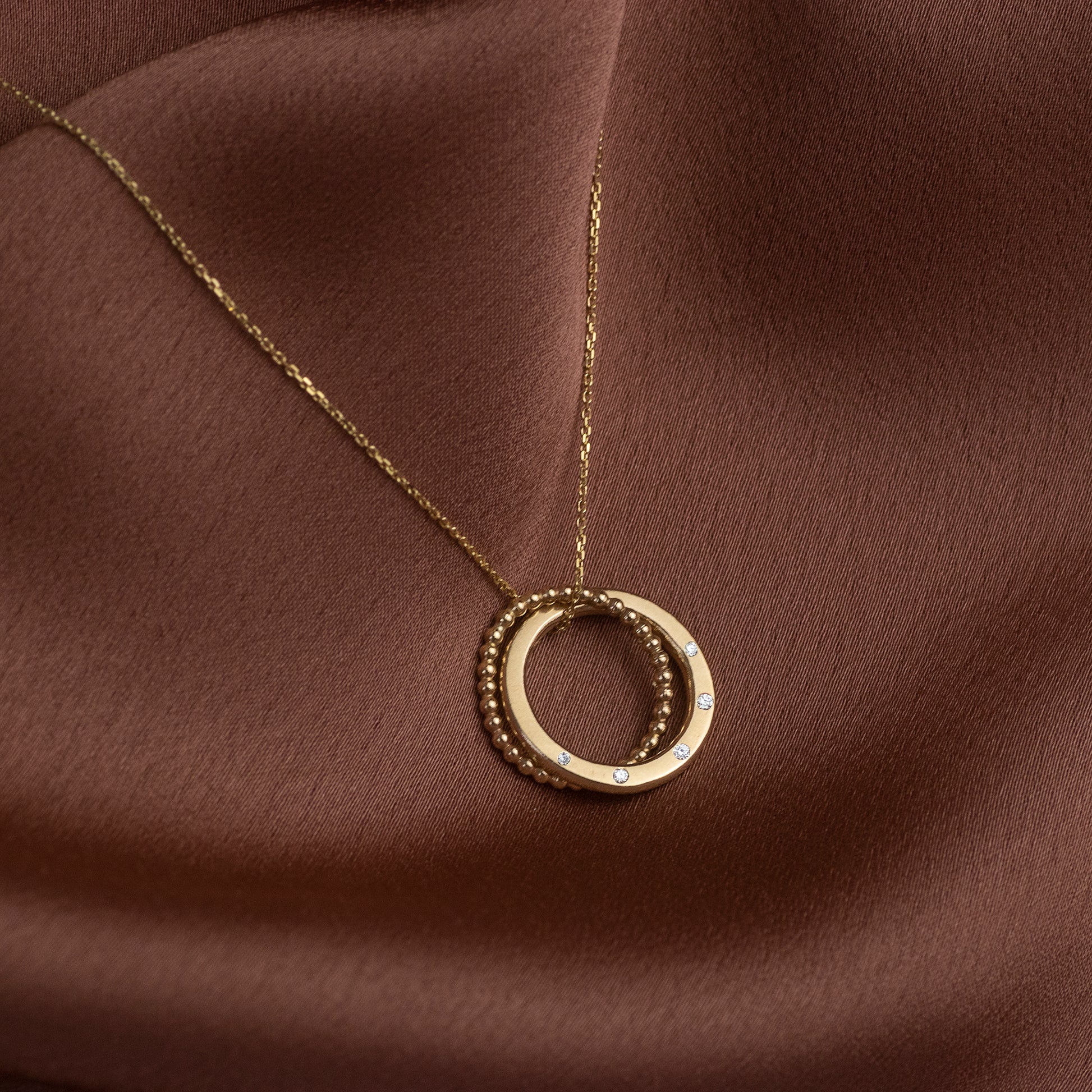 5th Anniversary Necklace - 5 Diamonds for 5 Years - 9kt Gold