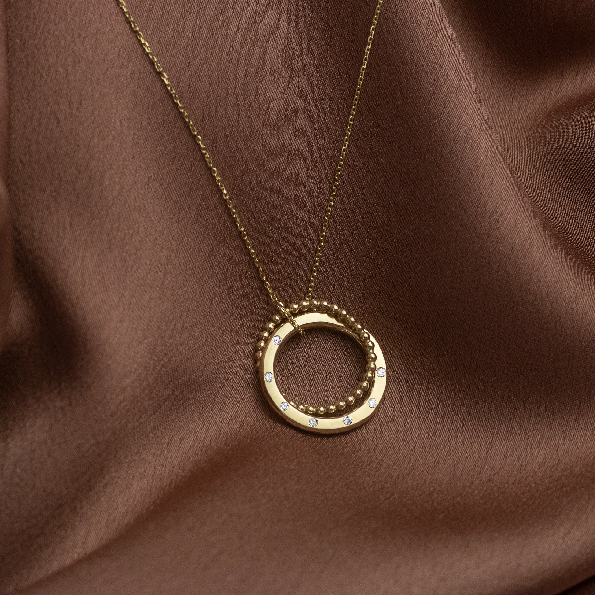 7th Anniversary Necklace - 7 Diamonds for 7 Years - 9kt Gold