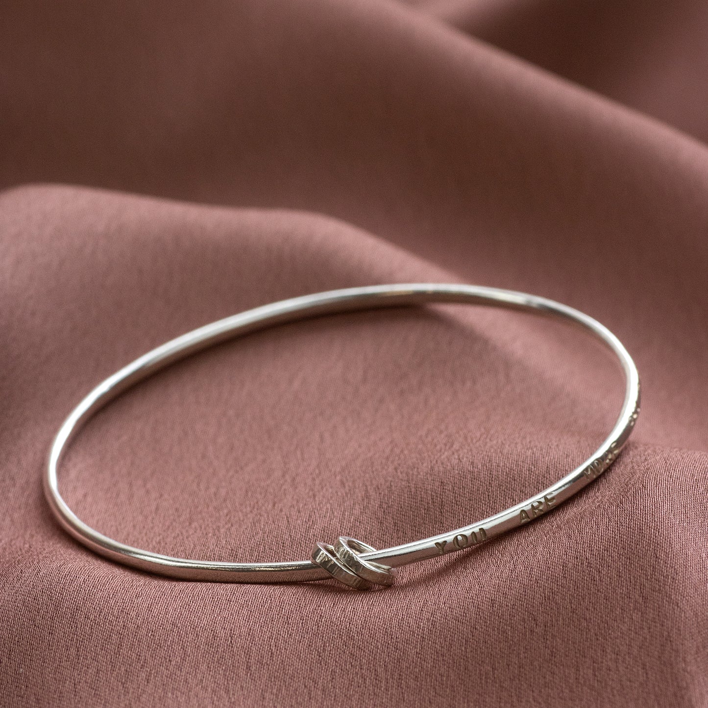 Wedding Day Gift for Sister - Personalised Silver Bangle - 2 Links for 2 Sisters
