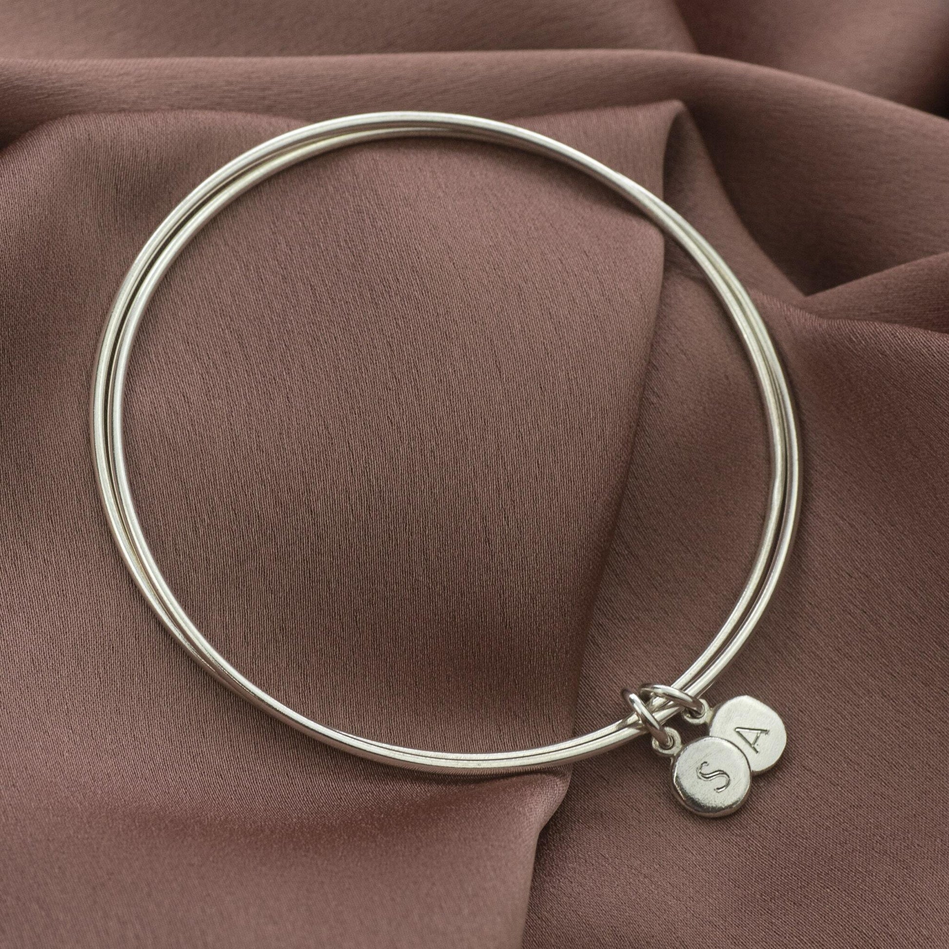 Gift for Bride from Sister - Double Linked Bangle with Initials