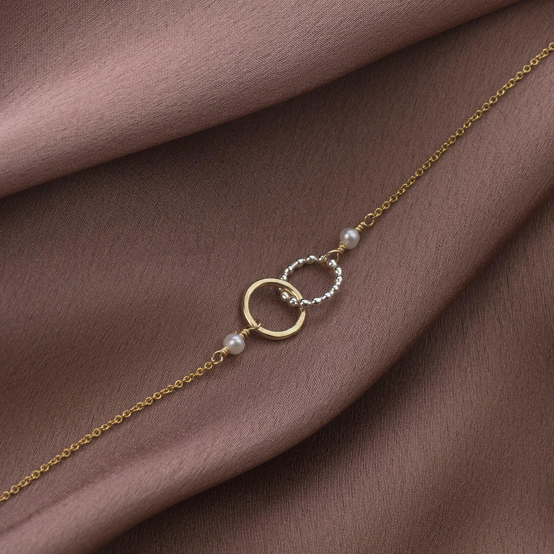 Gift for Bride from Sister - Love Link Bracelet - Silver & Gold