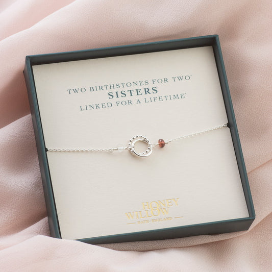 Gift for Sister - Double Birthstone Love Knot Bracelet