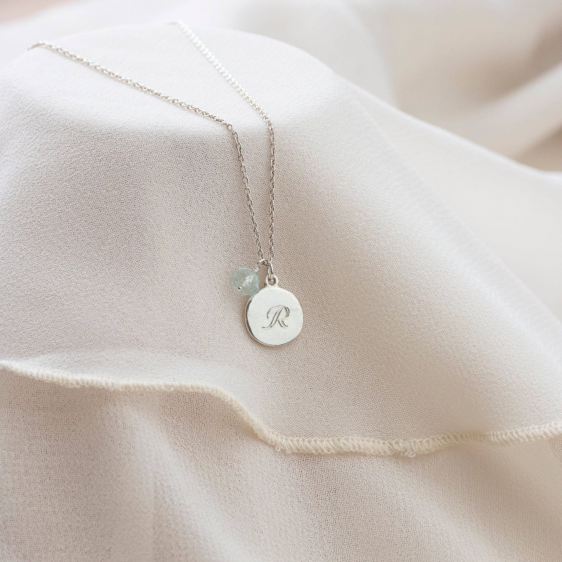 Wedding Day Gift for Bride - Personalised Initial Pendant - Silver