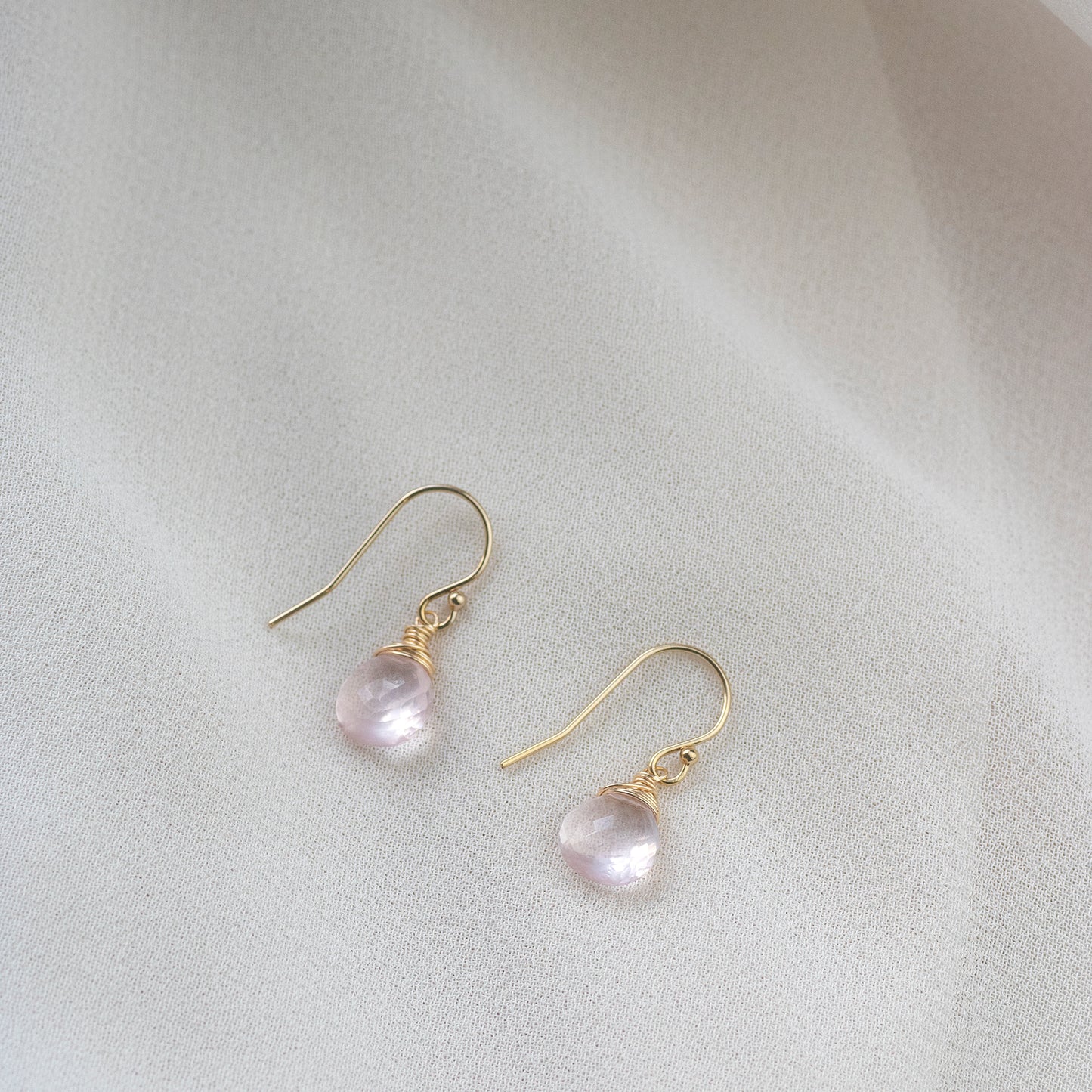 Rose Quartz Earrings - Silver & Gold