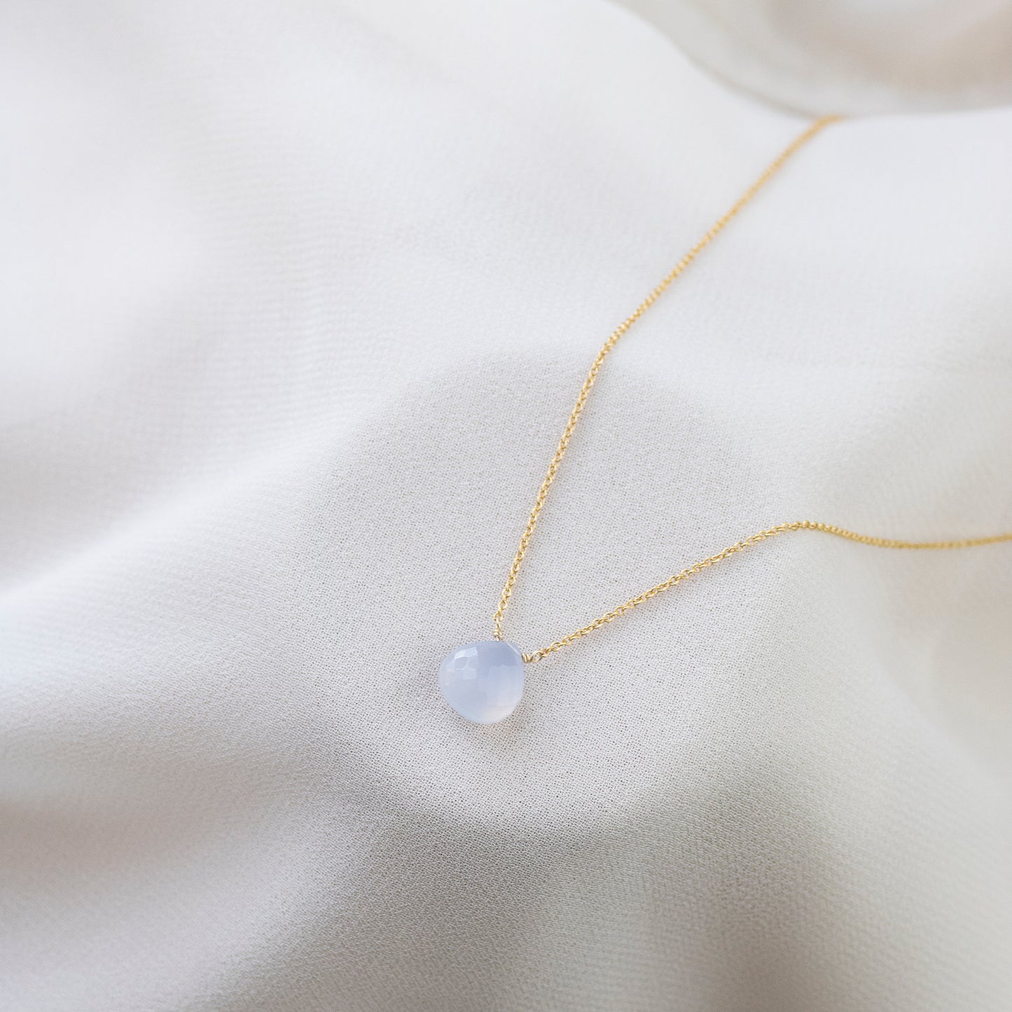 Blue Chalcedony Necklace - Silver & Gold