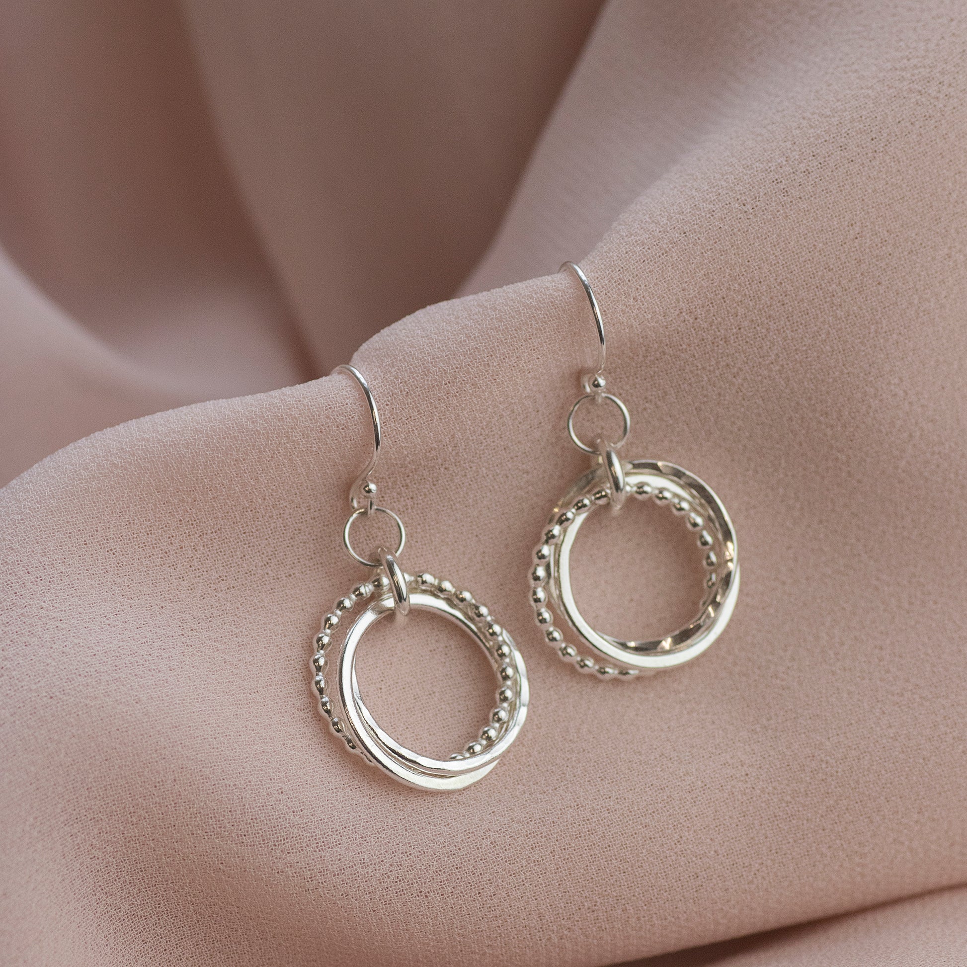 30th Birthday Earrings - 3 Links for 3 Decades - Silver