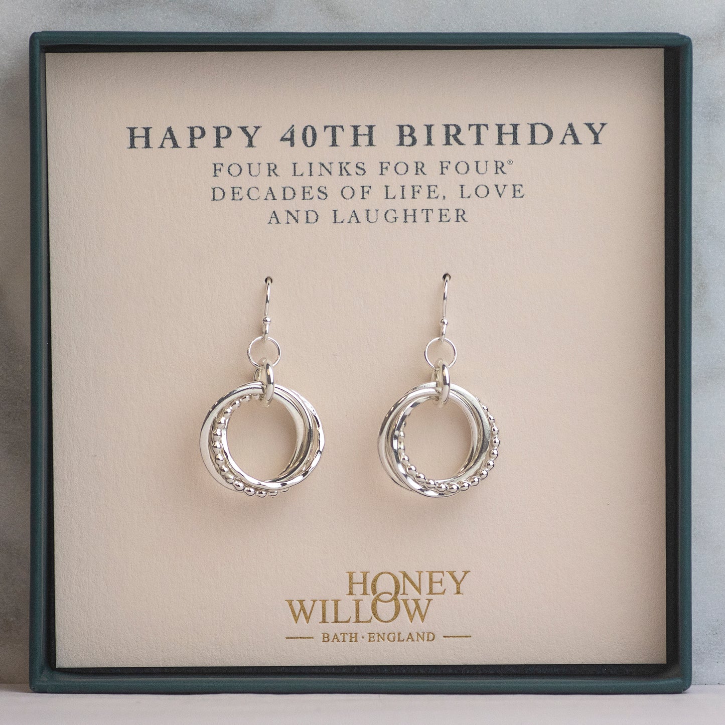 40th Birthday Earrings - The Original 4 Links for 4 Decades Earrings - Petite Silver