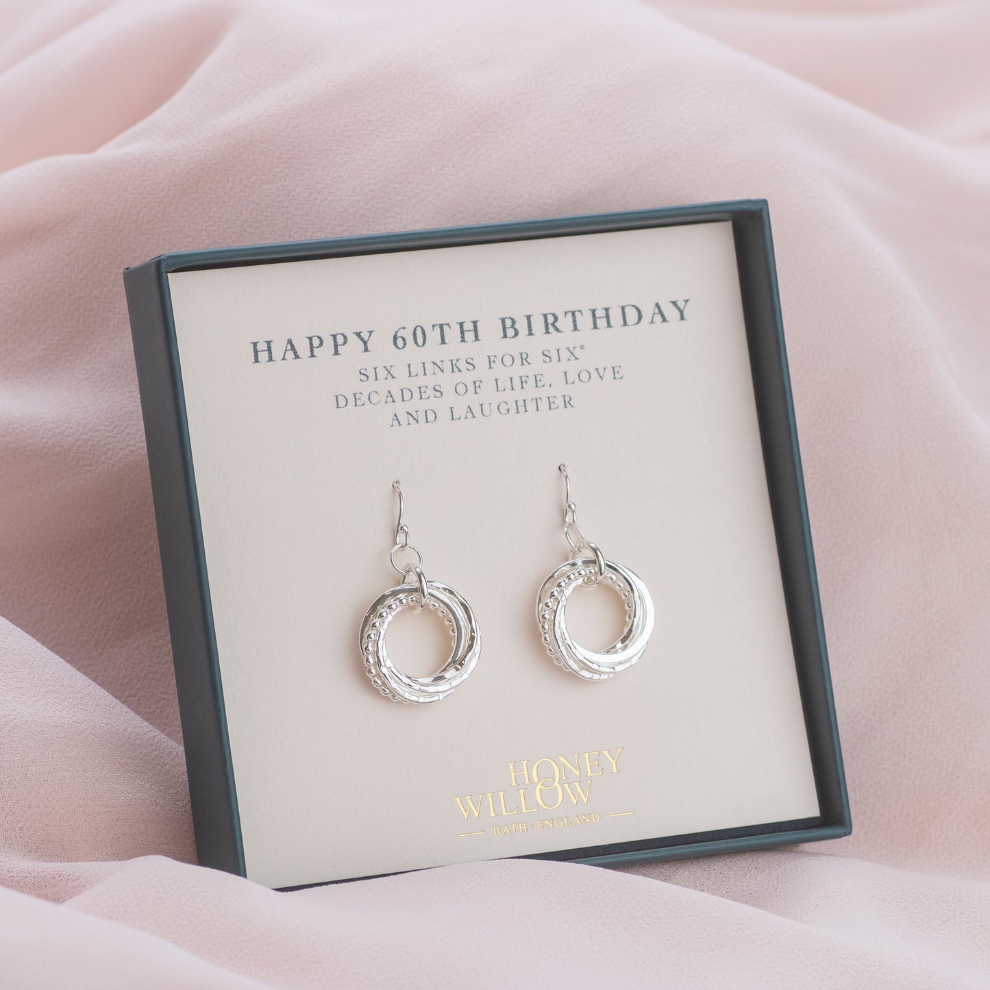 60th Birthday Earrings - The Original 6 Links for 6 Decades Earrings - Petite Silver