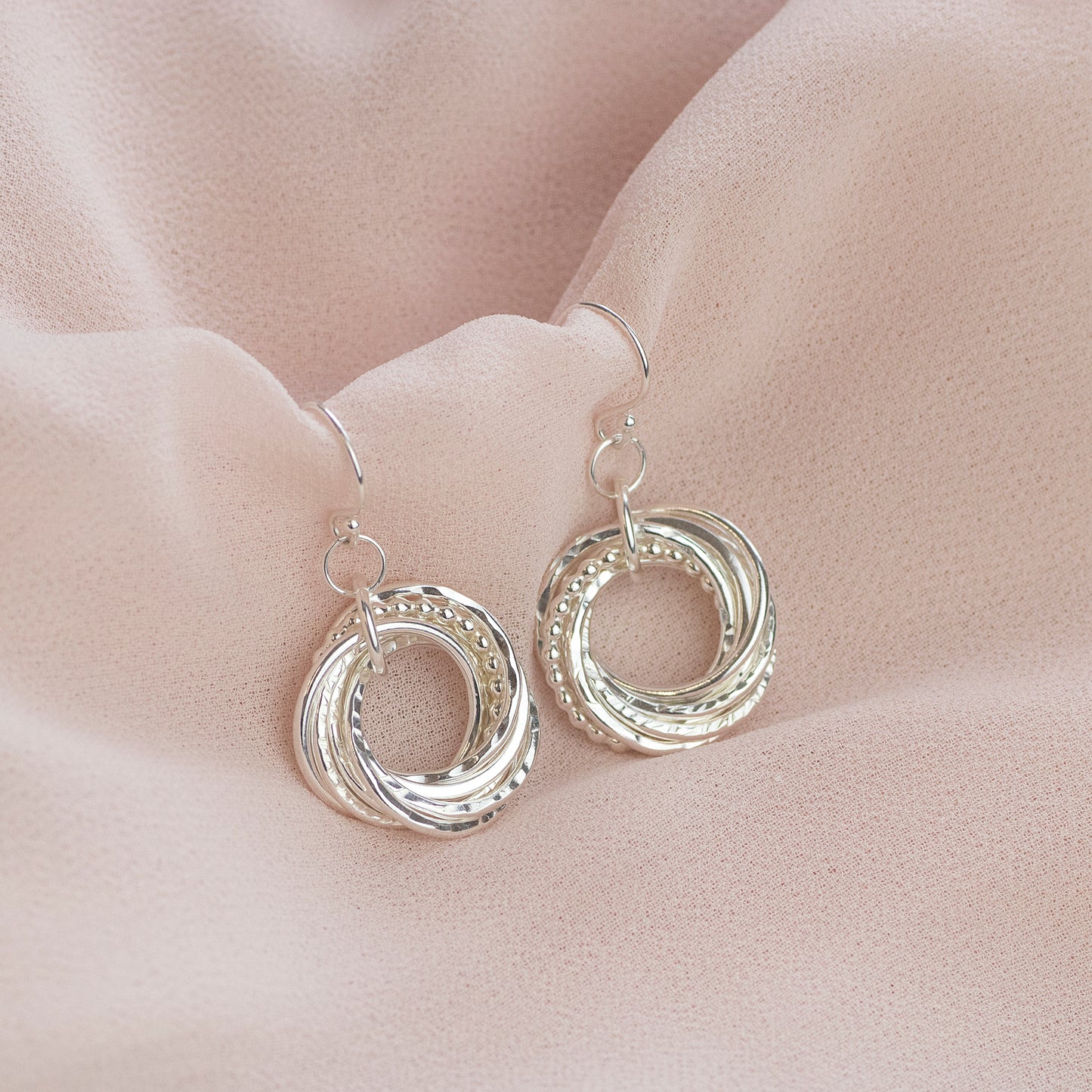 80th Birthday Earrings - 8 Links for 8 Decades - Silver