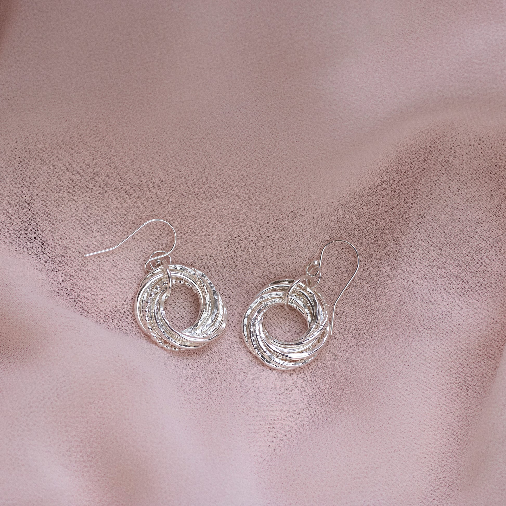 90th Birthday Earrings - 9 Links for 9 Decades - Silver