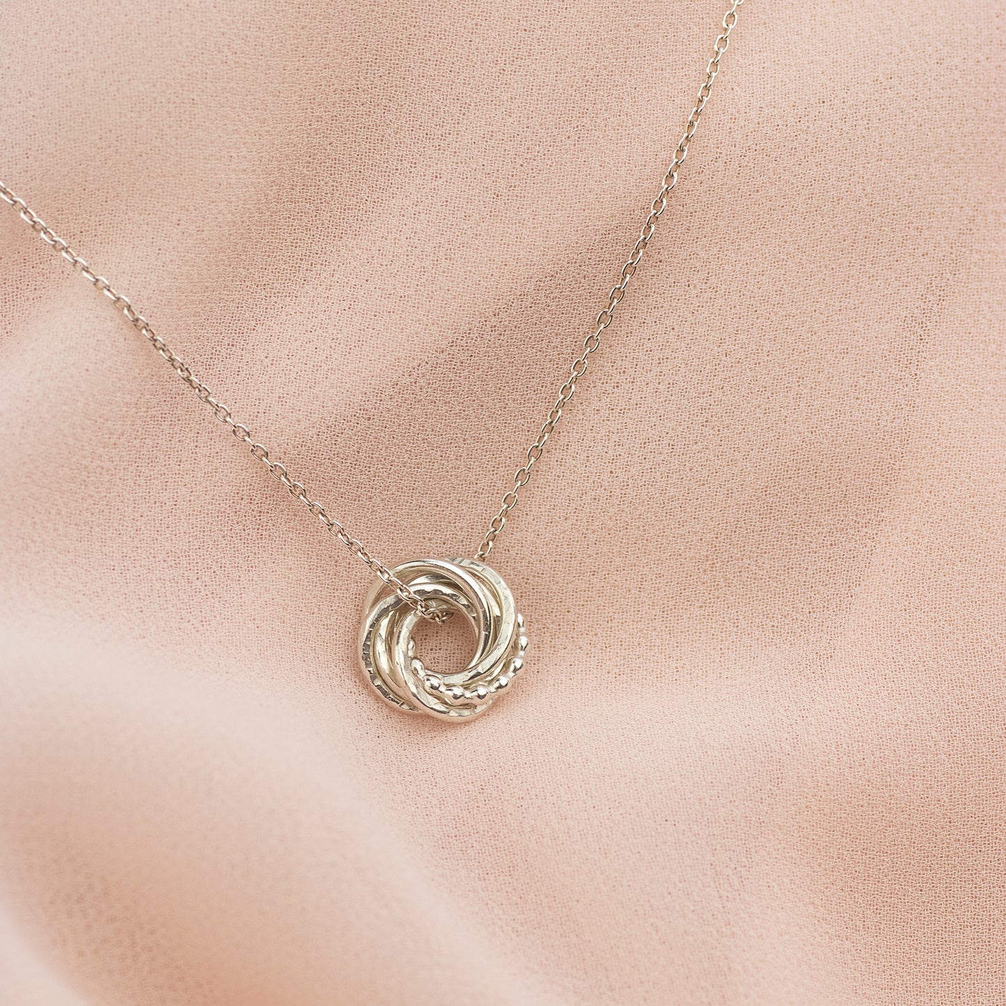 6th Anniversary Necklace - The Original 6 Rings for 6 Years Necklace - Silver Love Knot