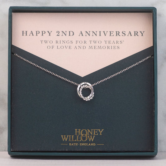 2nd Anniversary Necklace - Silver Love Knot- The Original 2 Links for 2 Years Necklace