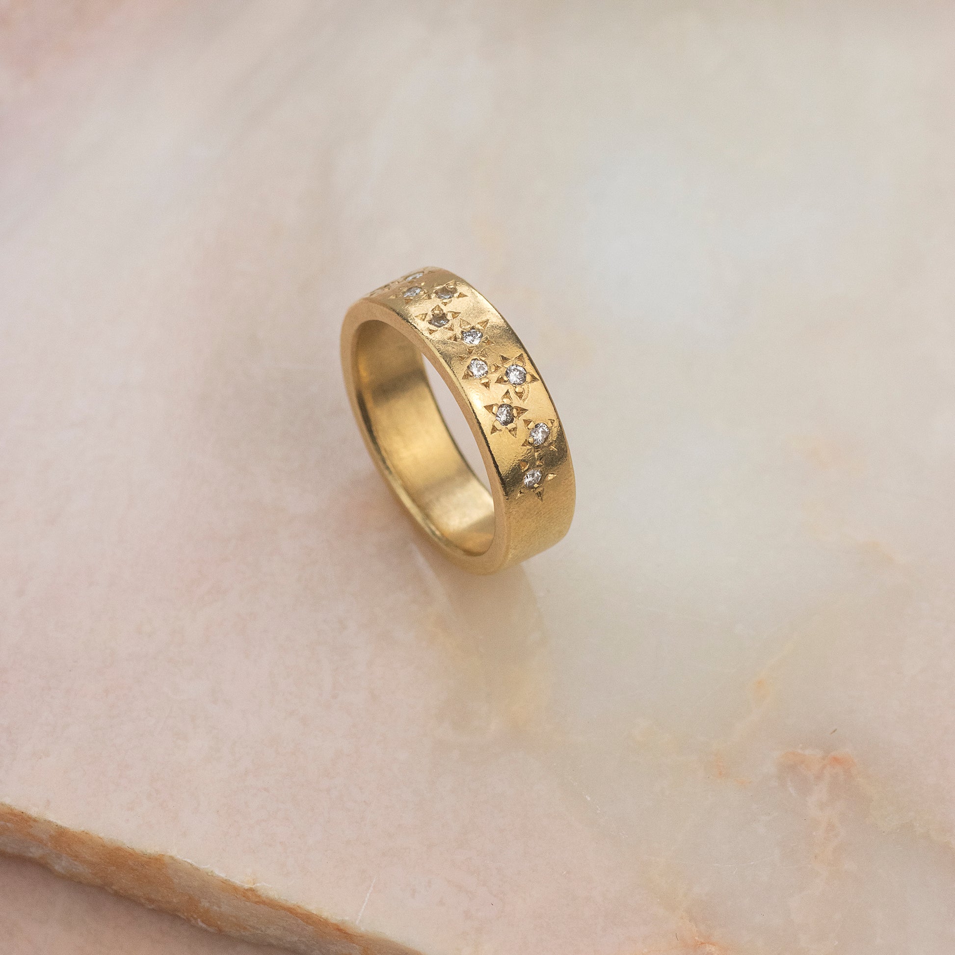 Gold Plated Starry Skies Ring - 13 Diamonds