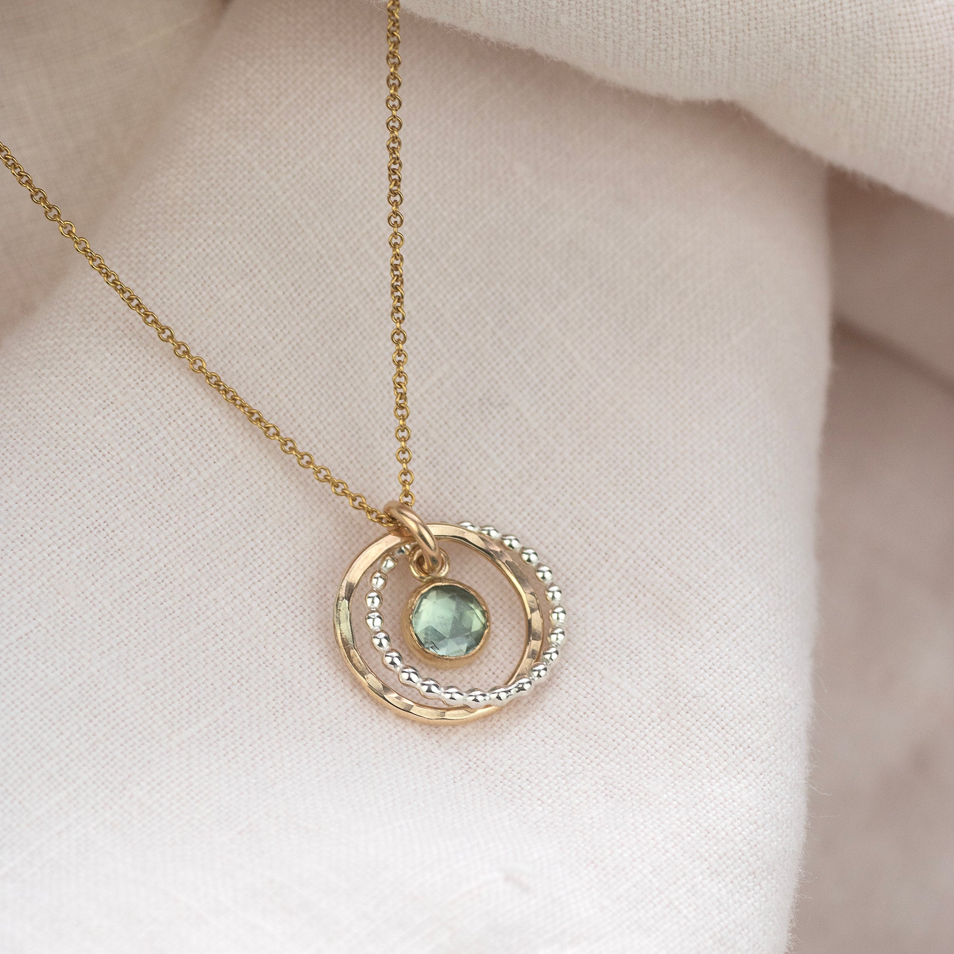 4th Anniversary Gift - Blue Topaz Anniversary Necklace - Silver & Gold