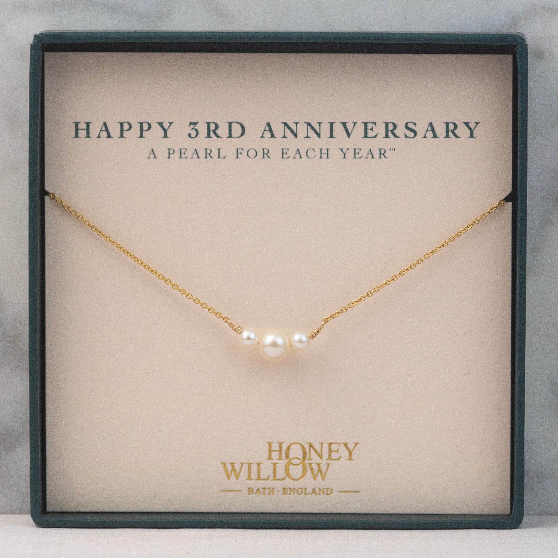 3rd Anniversary Necklace - A Pearl For Each Year